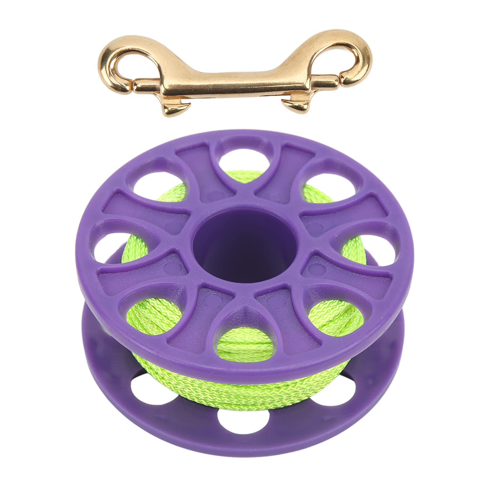 Xolsurg Dive Reel Fluorescent Green Line Plastic Material Copper Double Ended P Hook 30 Meters Cable Length for Diving Reels (Purple)