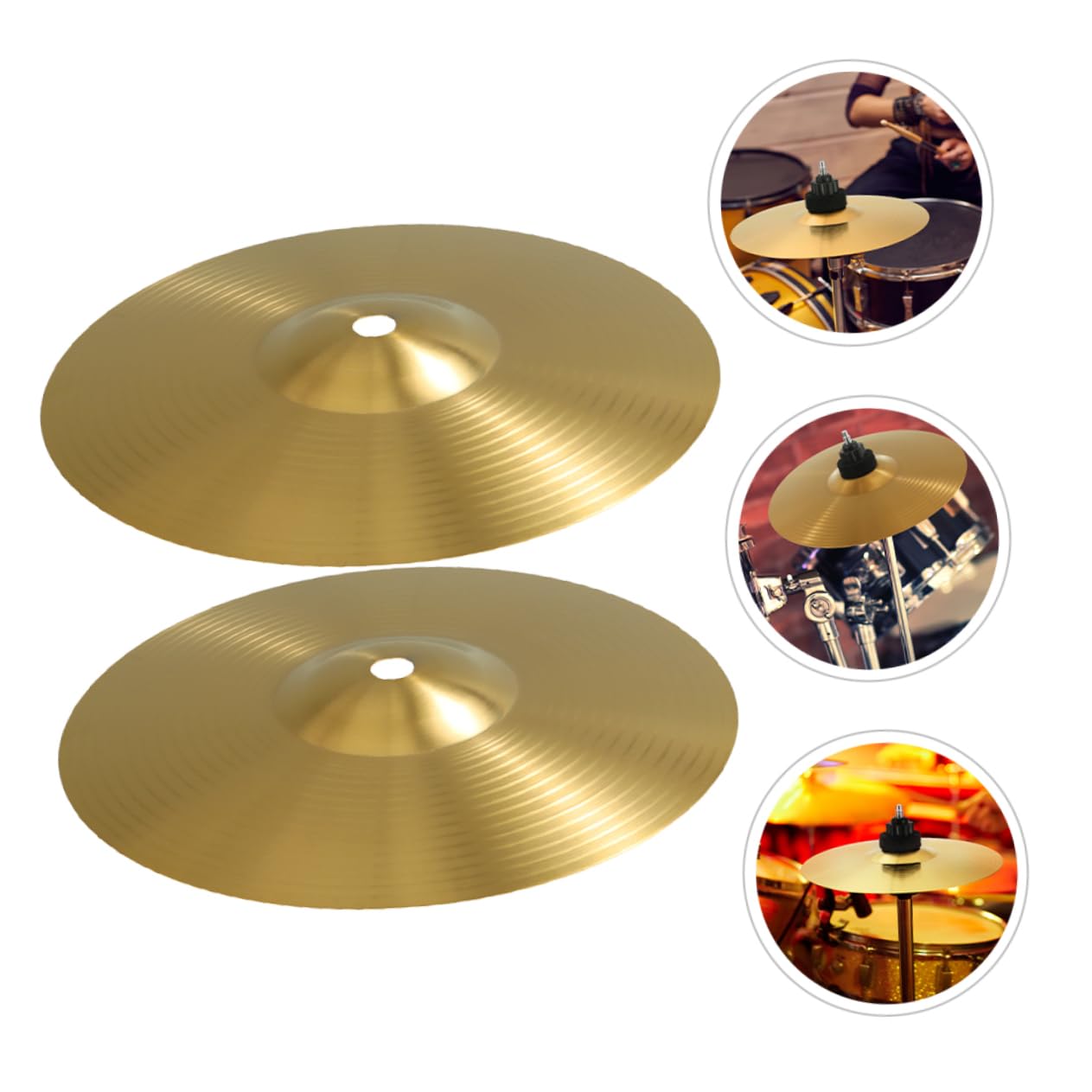 Yardwe Sturdy Jazz Drum Crash Cymbal Set 2pcs Metal Drum Accessories for Practice
