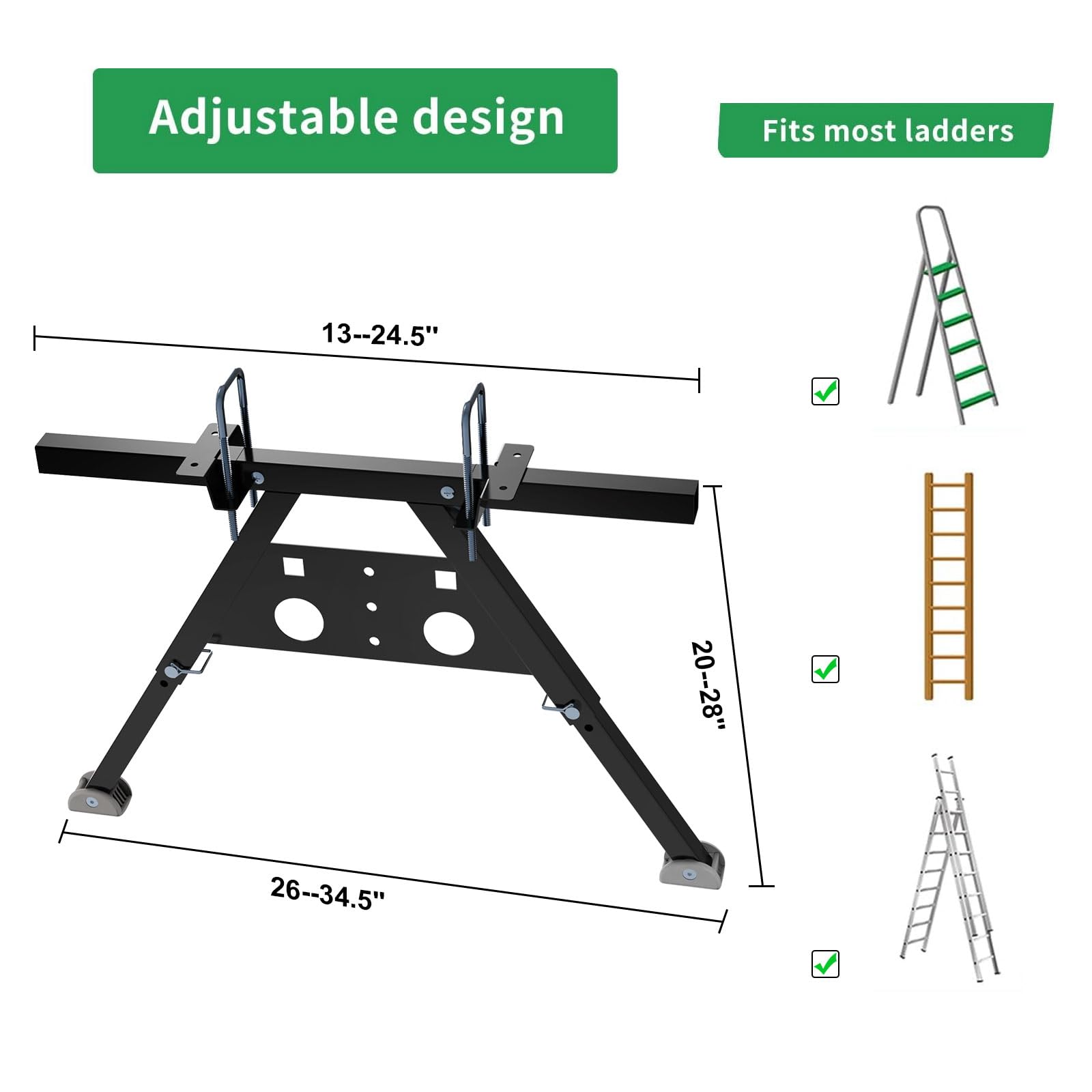 Leiterstabilisator, verlängerter Leiterstabilisator, Zubehör für Dachrinne und Wand, Leiter, Abstandsbolzen aus Aluminium, Flügelspannweite/Wandleiter, Abstandshalter mit rutschfester Gummi-Unterseite