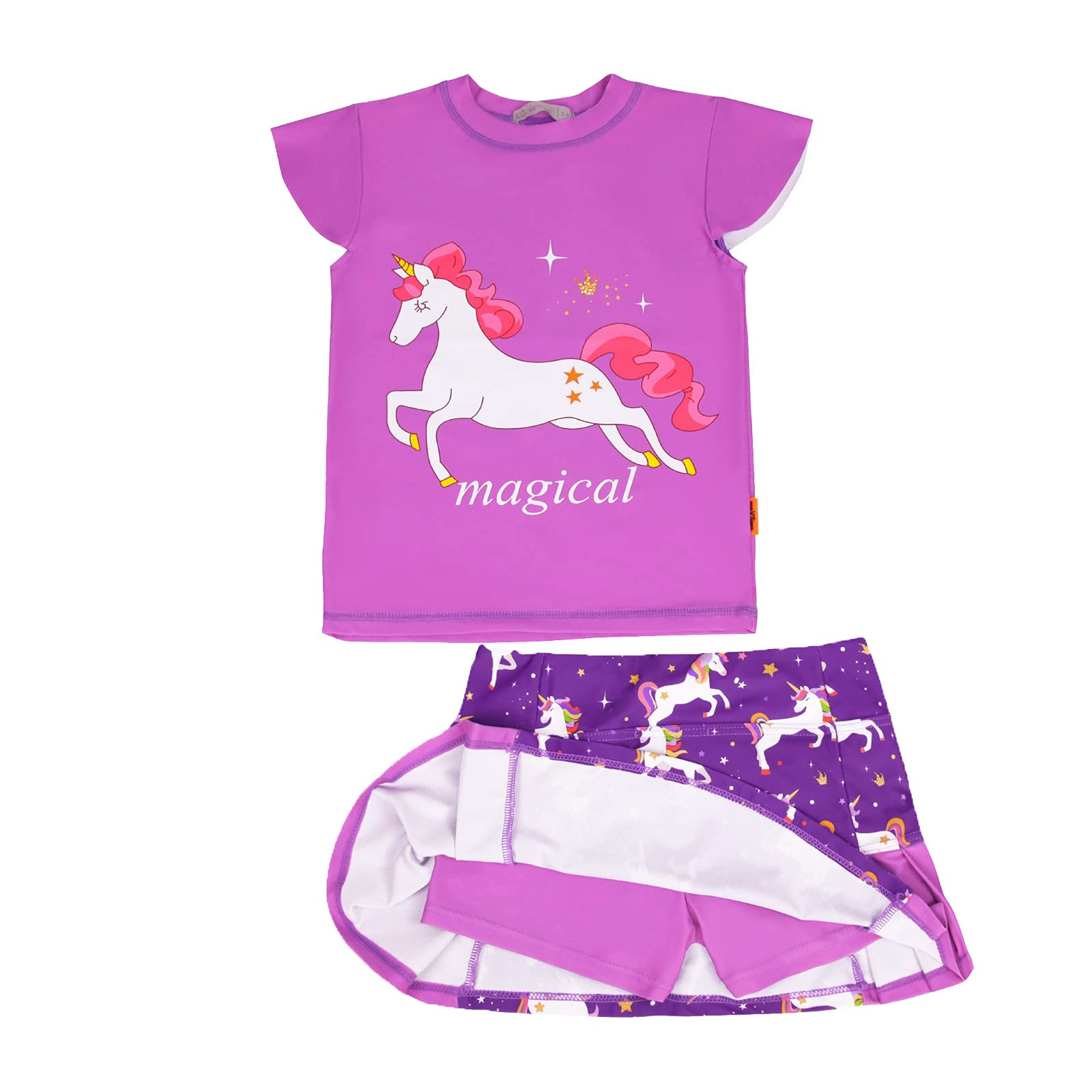 weVSwe Bañador para niña UPF 50+, protección de Manga Larga, Dos Piezas, Nudo de Lazo, Traje de baño Rash Guard con Volantes, puños raros