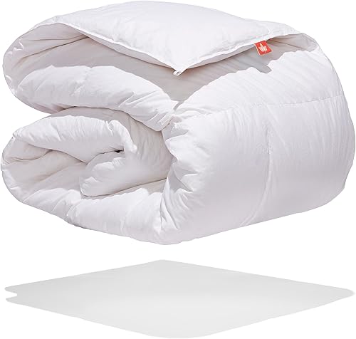 Miniatura 3 de Canadian Down & Feather Co. - Edredón de plumón blanco de peso regular 625, tamaño matrimonial, funda de 360 hilos, 100% algodón, relleno en Canadá