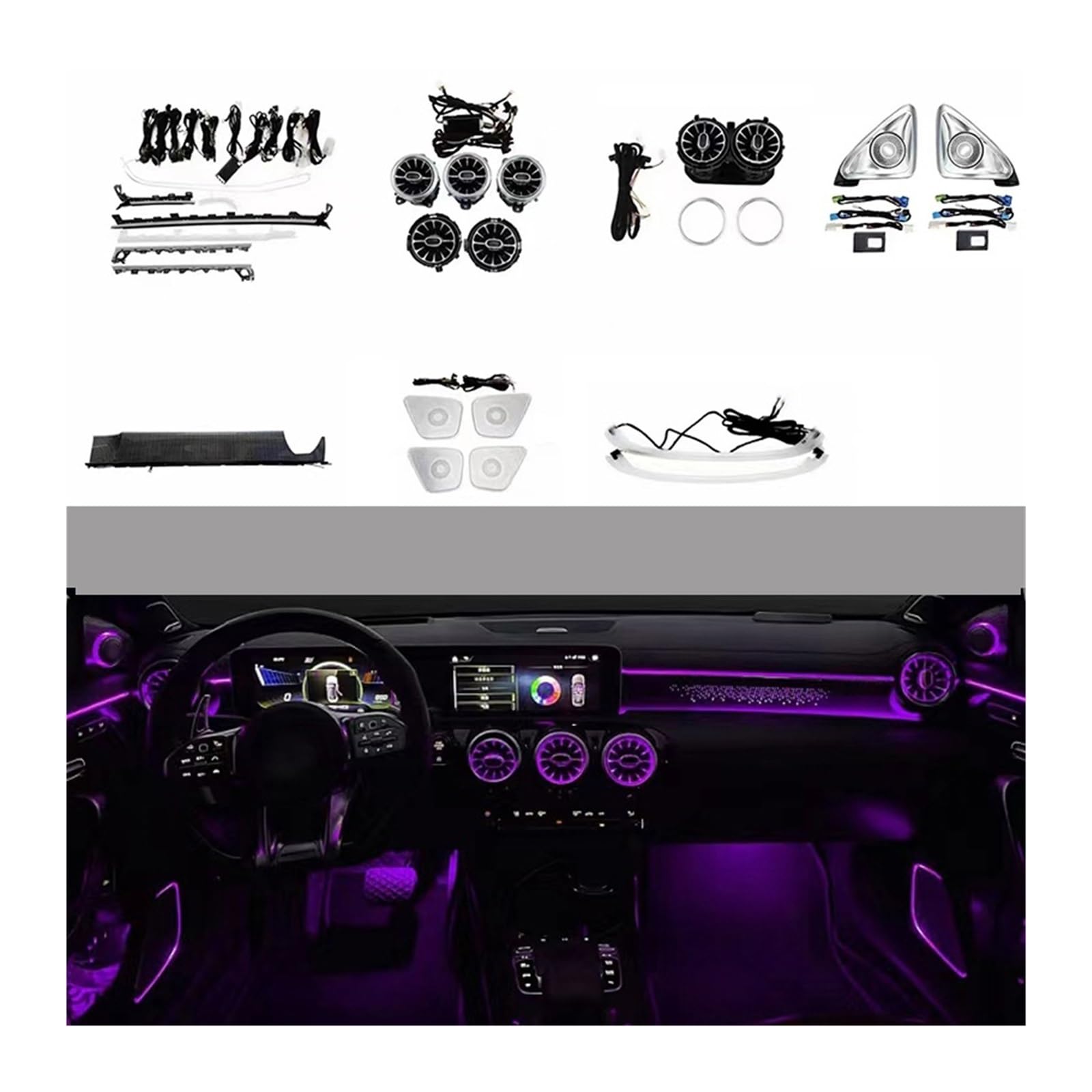 Atmosphere Light Ambient Light Kit Compatible with Mercedes Benz CLA-Class W118 2020 2021 2022(7-Piece Set)