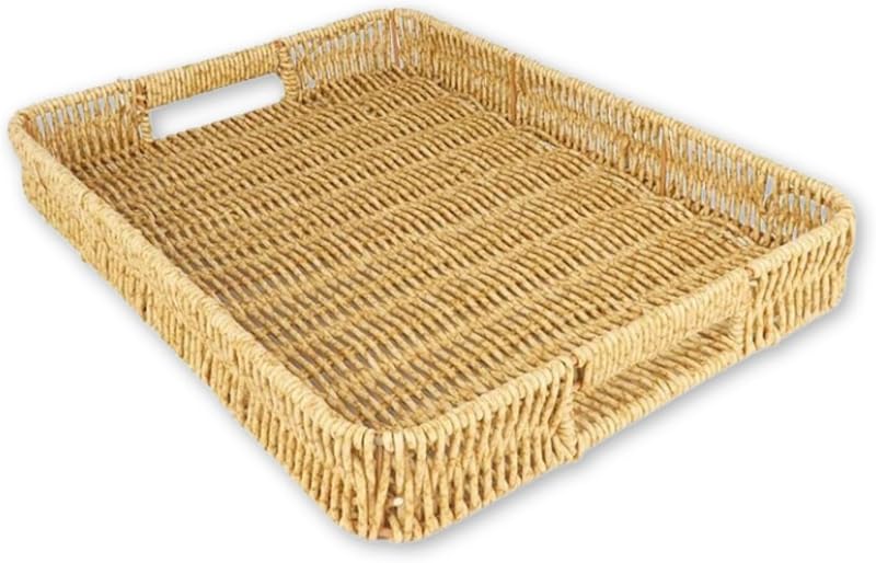 Bandeja Organizadora Trançada Retangular 25x35cm em PVC — Para Servir, Decorar e Organizar Ambientes com Estilo Natural
