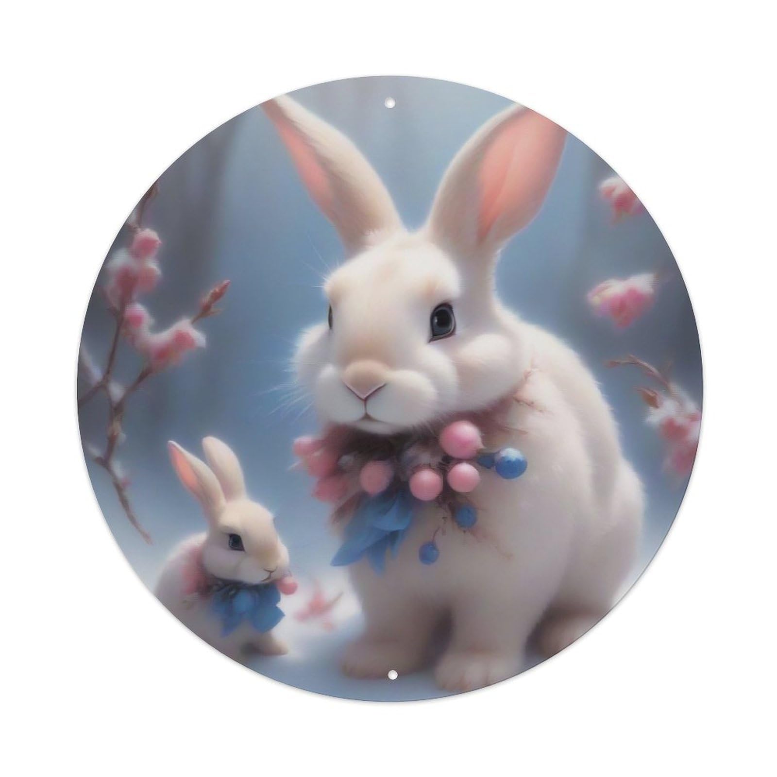 Little White Rabbit in The Snow Animal Artwork Vintage Metal Tin Sign Plaque Wall Decor for Cafe, Club Bar, Office, Garden Metal Poster 8x8Inch