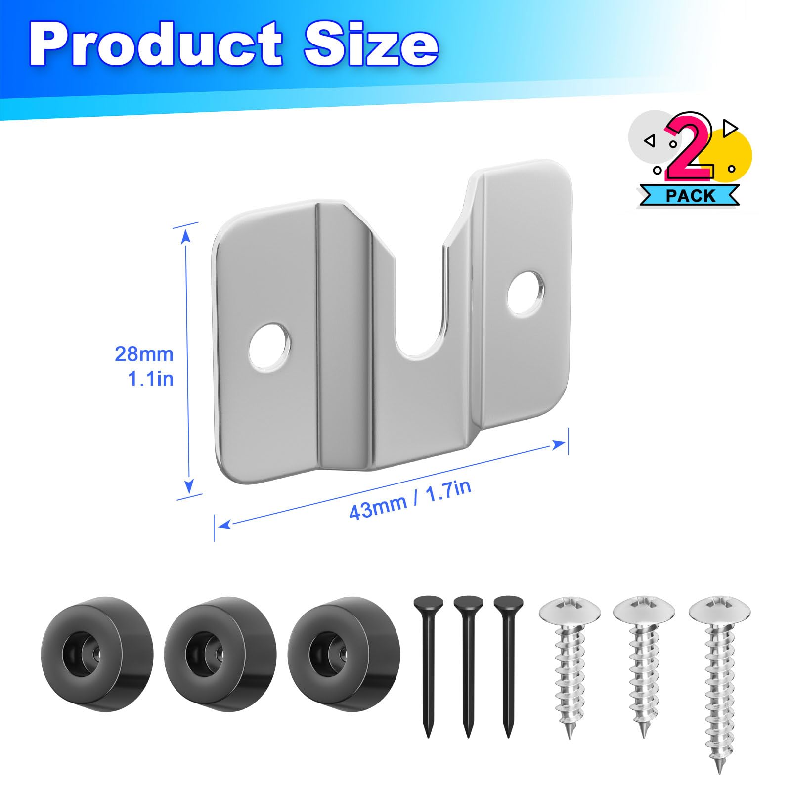 Cosmos 2 Set Dartboard Bracket Hanging Kits Stainless Steel Dart Board Mounting Hardware Kits Wall Mounted Dartboard Holder with Screws and Pads, Dart Board Display Stand Dartboard Accessories