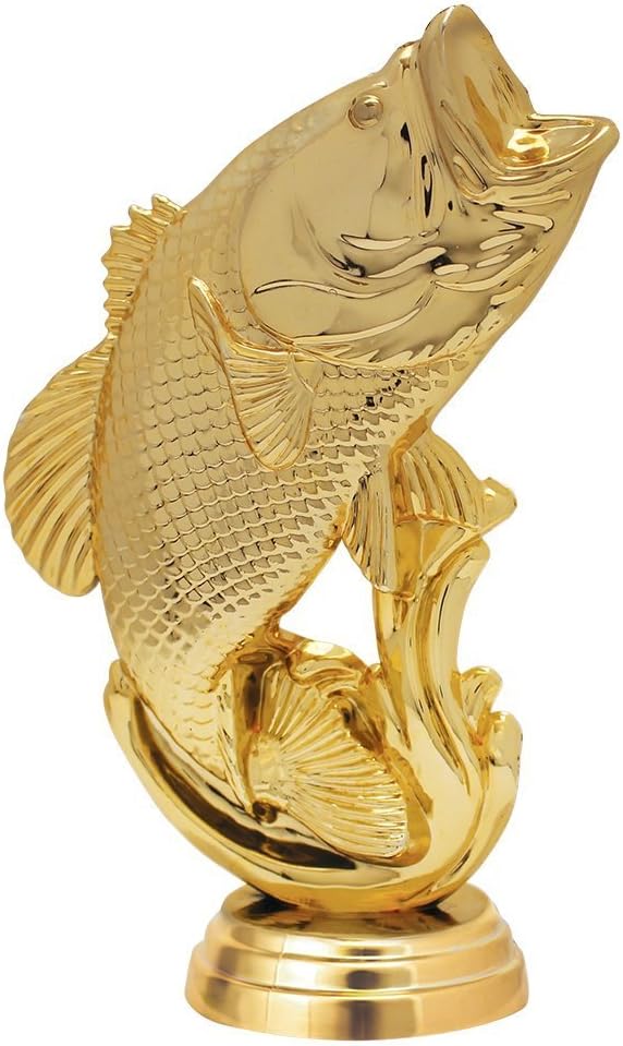 Crown Awards 6" Large Bass Fish Trophy, Gold Fishing Trophies with Customized Text Prime