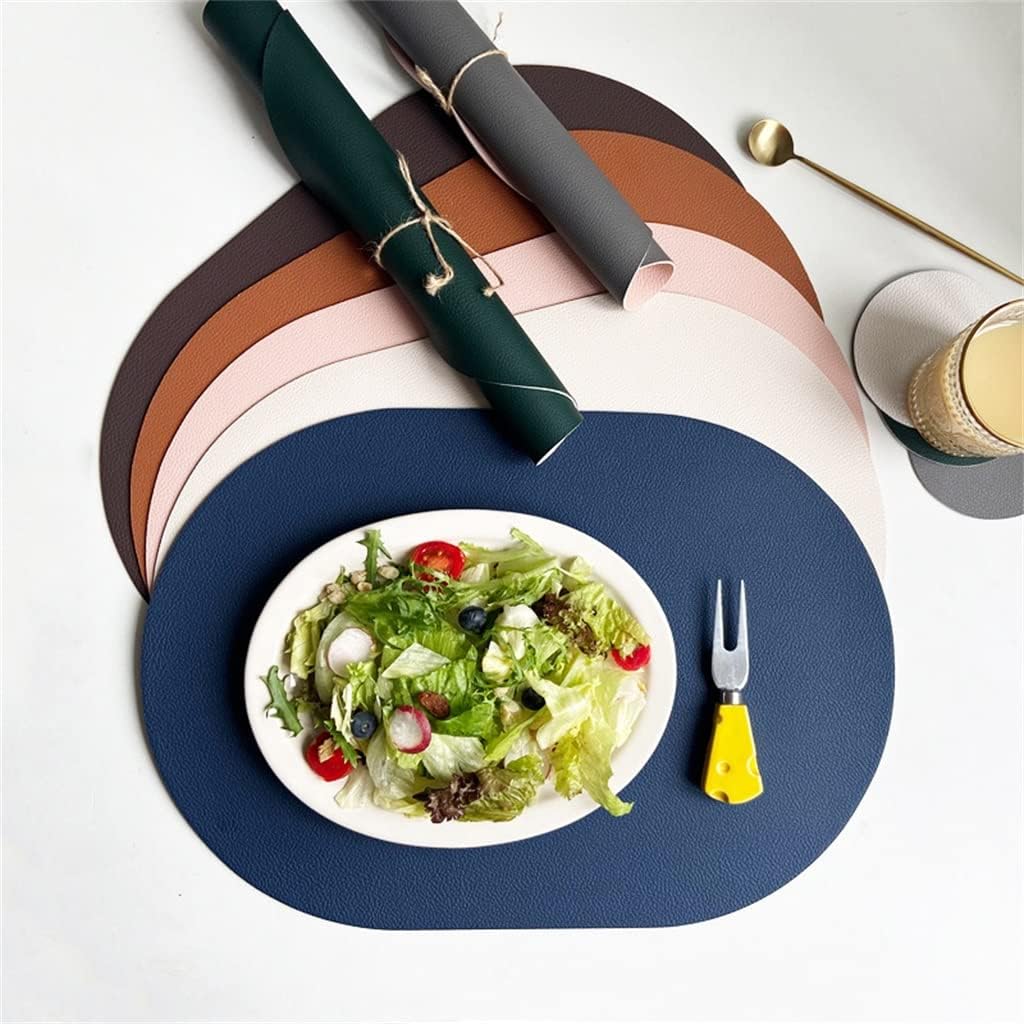 Oval Leather Placemats Pu Western Placemats Home Ins Table Mats Insulated Placemats(C)