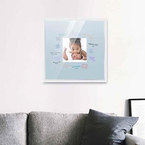 Miniatura 5 de Poster Palooza Marco blanco de 20 x 20 pulgadas con paspartú de fotos de apertura cuadrada azul para fotos de 6 x 6 pulgadas, con bolígrafos,