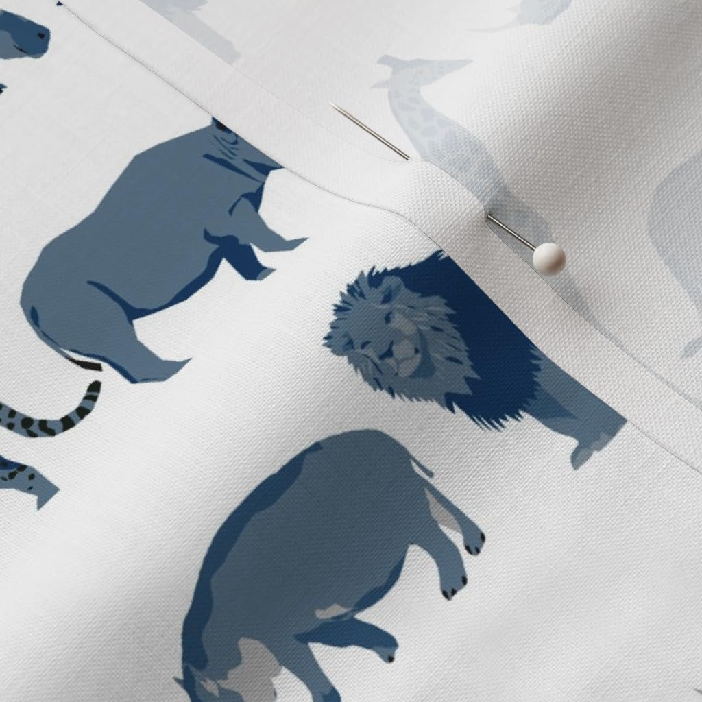 Spoonflower Fabric - Safari Coordinates Quilt Blue White Elephant Lion Zebra Giraffe Printed on Petal Signature Cotton Fabric by The Yard - Sewing Quilting Apparel Crafts Decor