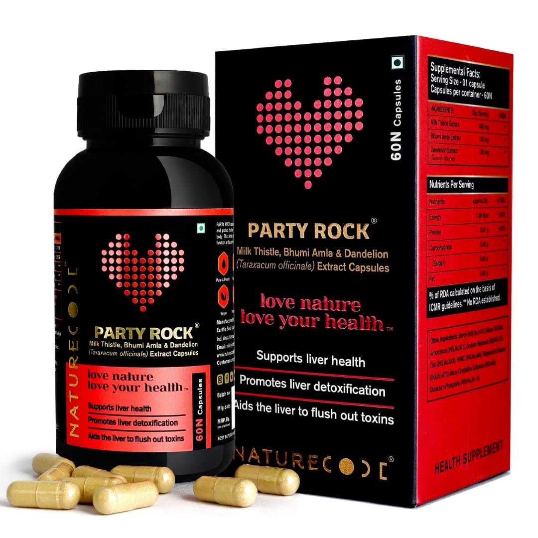 Party Rock Liver Detox Supplement – Ayurvedic Milk Thistle, Bhumi Amla & Dandelion Extract for Liver Health, Detox & Regeneration – 60 Veg Capsules-image-21
