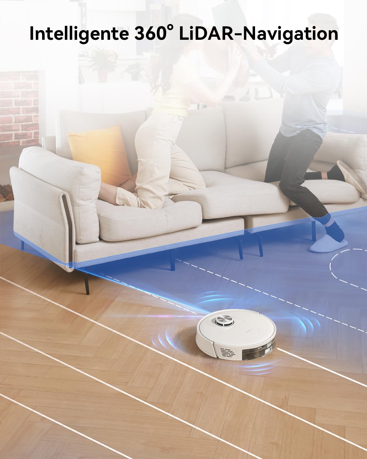 Proscenic Q8 Robot Aspirapolvere Con Lavaggio - 4200Pa, Navigazione Laser, 200 Minuti Di Autonomia, Controllo App E Alexa (Blu) - 2