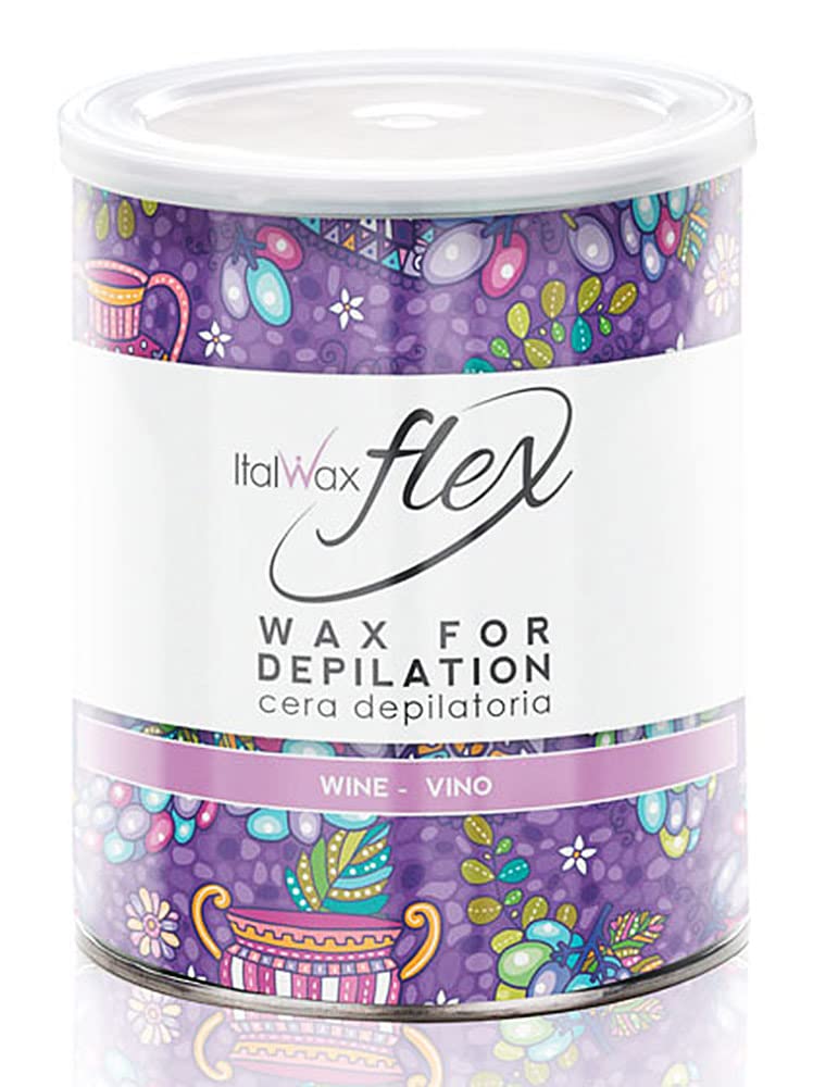 Italwax Flex Wine 800ml - Soft wax for hair removal - Unscented - Liposoluble syntetic formulation - Ideal for waxing all body area