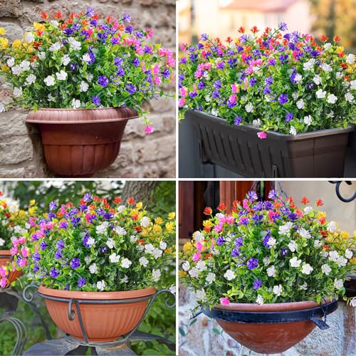 Image of AmyHomie 20 PCS Artificial Flowers for Outdoors, UV Resistant Fake Plants