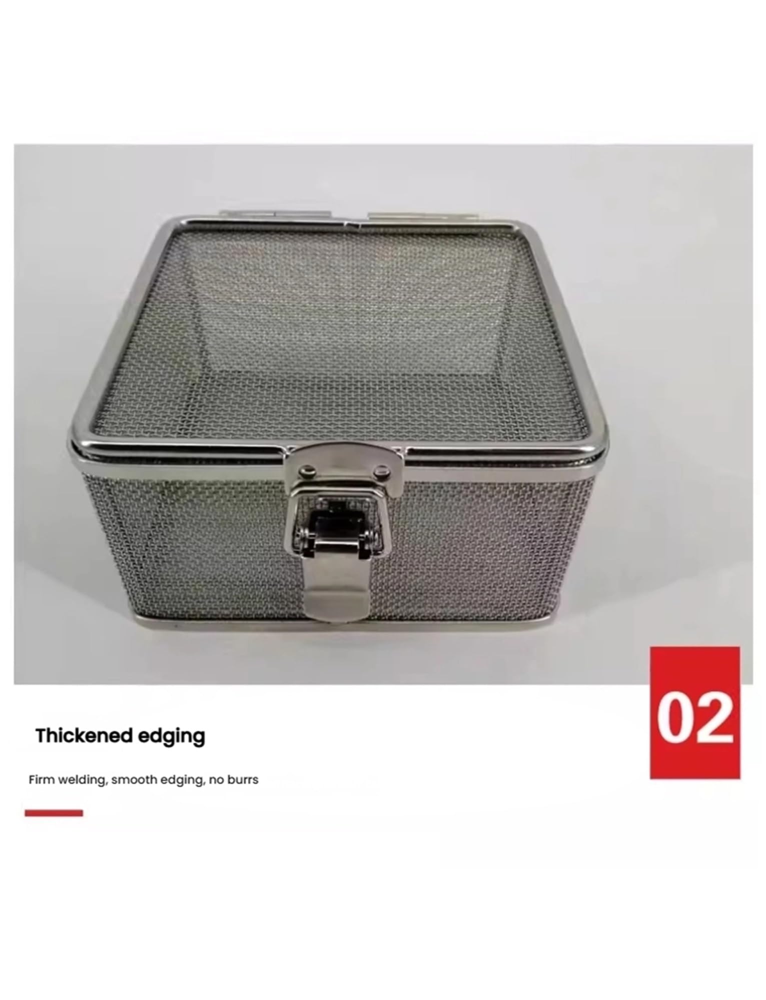 Generisch Sterilisationstablett, Netzkorb mit Deckel, Sterilisationskorb aus perforiertem Netz aus Edelstahl 304, Instrumententablett zur Ultraschallreinigung for Krankenhäuser(1mm Mesh,25x15x5cm)