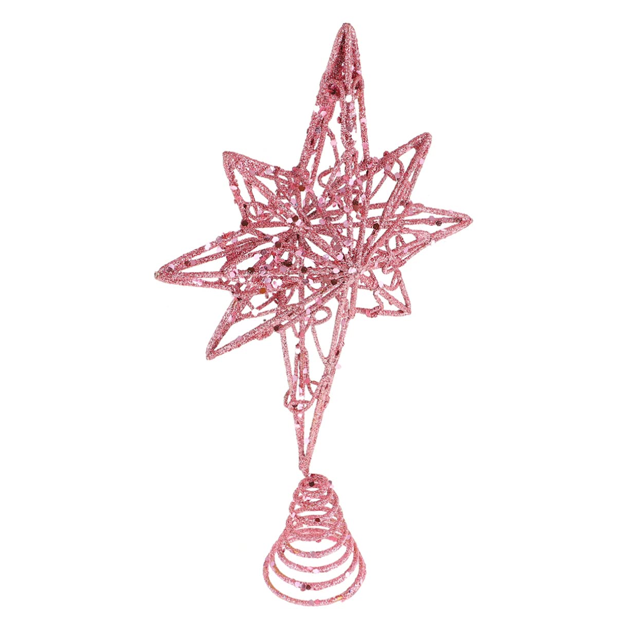 Cabilock 3 Pièces Étoile De Noël Octogonale en Haut du Sapin Dessus De Table Décor De Noël Doré Garniture d'or des Arbres Étoiles Scintillantes Deux Maison Rose Bureau Le Fer 3D Crête