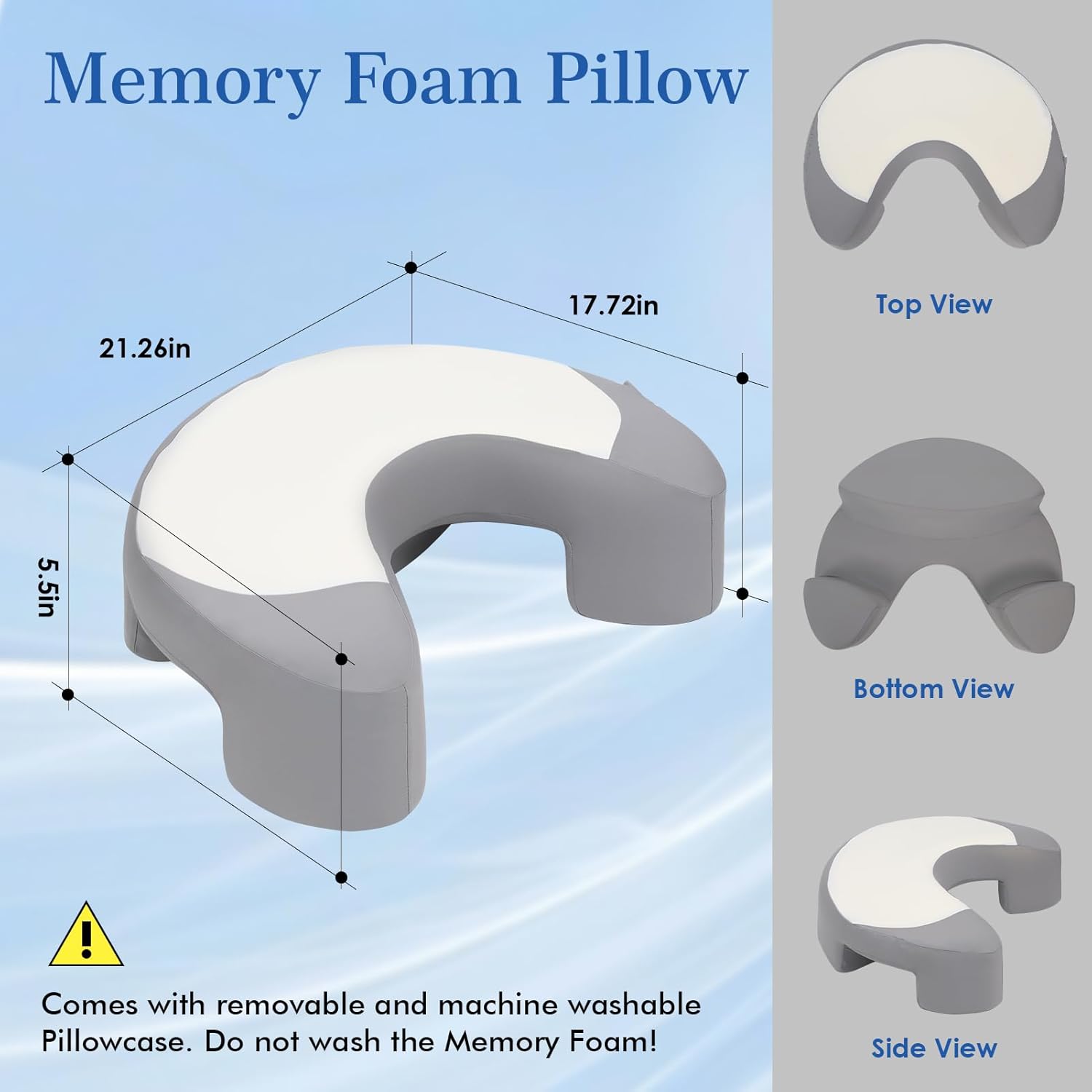 Ancaixin Cooling Side Sleeper Pillow for Adults, Ergonomic Memory Foam Shoulder Pillow with Arm Hole for Cervical, Neck, Rotator Cuff & Shoulder Pain Relief, Suitable for Side Sleepers, White and Grey