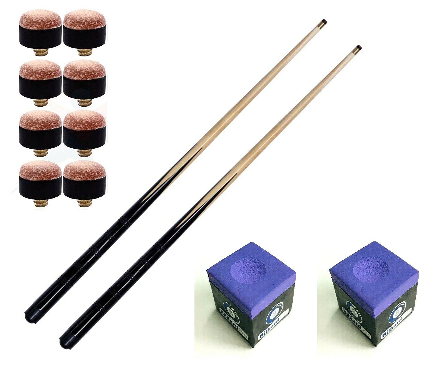 2 x 42" (3.5ft) MEDIUM POOL TABLE, TIGHT SHOT CUES & 8 x TIPS & 2 PURPLE CHALKS