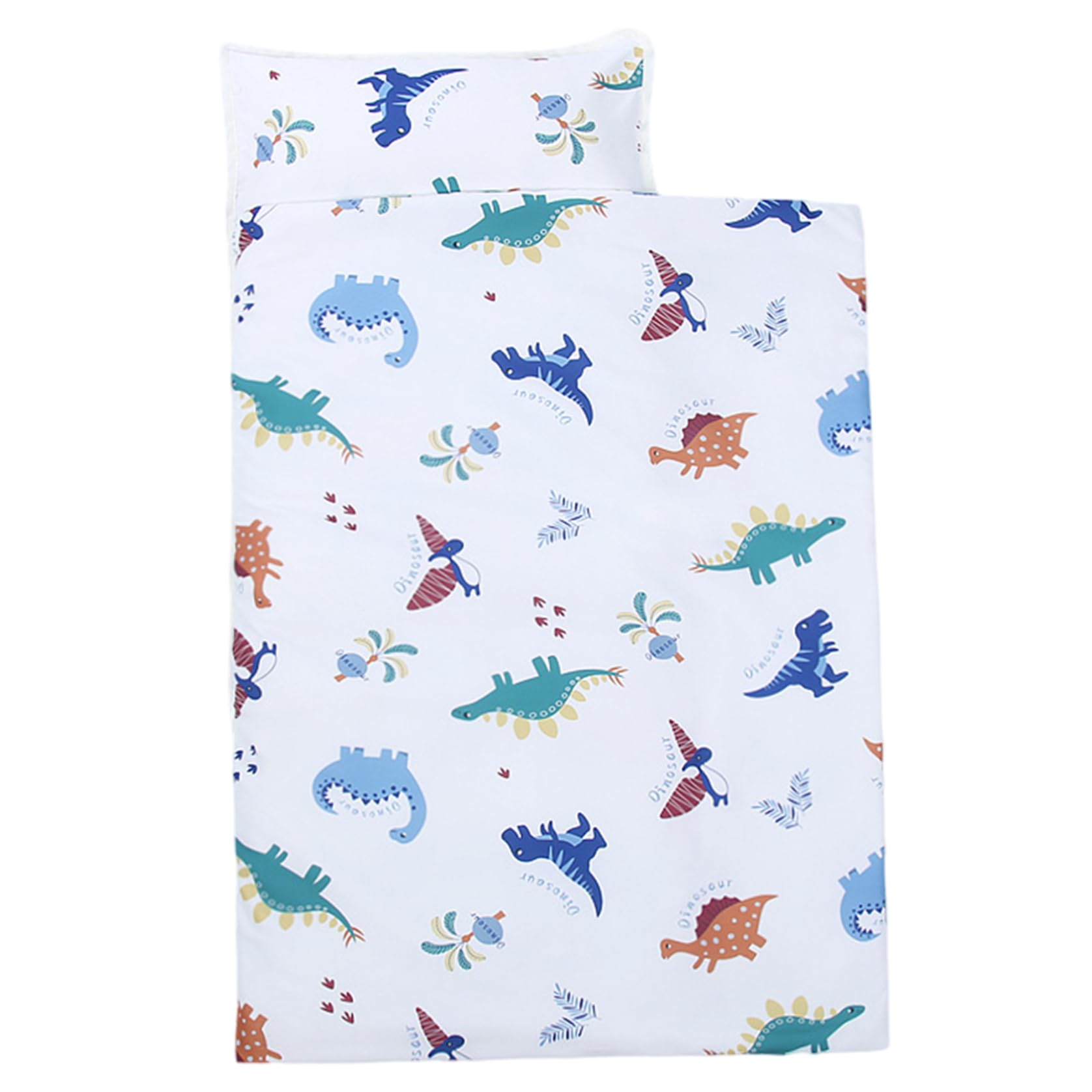 Tappetino per pisolino per bambini, Tappetino per pisolino per bambini con cuscino e coperta 49x20 Sacco a pelo anti-calcio con manico arrotolabile con stampa di dinosau