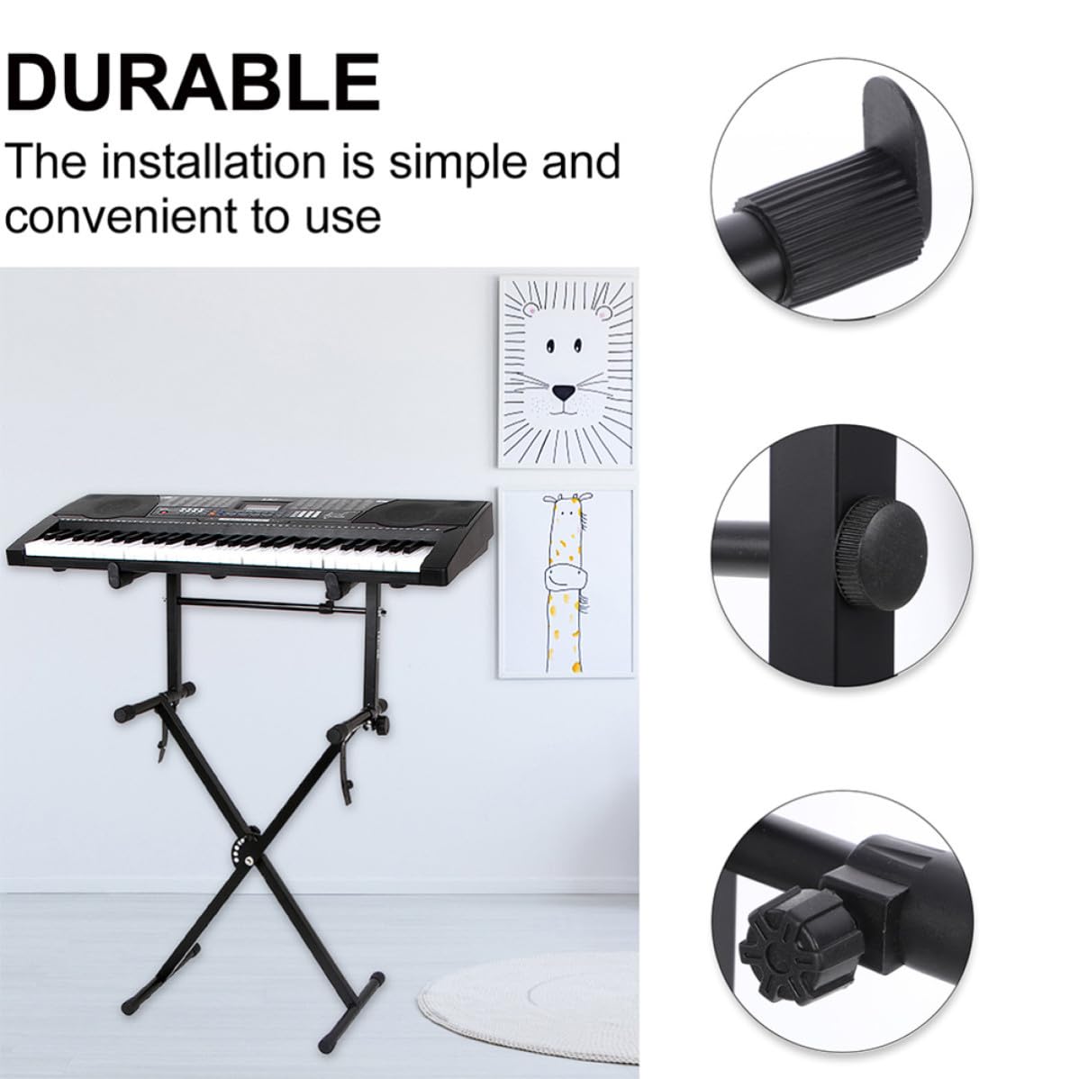 STOBAZA Elettronica 2 Supporto per Nero in Pieghevole Ferro Tastiera Tubo Doppio ad Alta Capacità di Carico Confezione da Set Pianoforti Digitali Casa