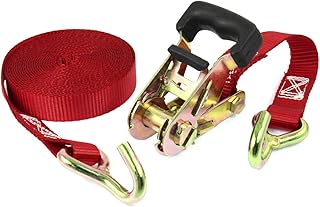 Aexit Truck Cargo Material Handling Binding Metal Hook Ratchet Tie Down Strap 5M Straps 16ft Red