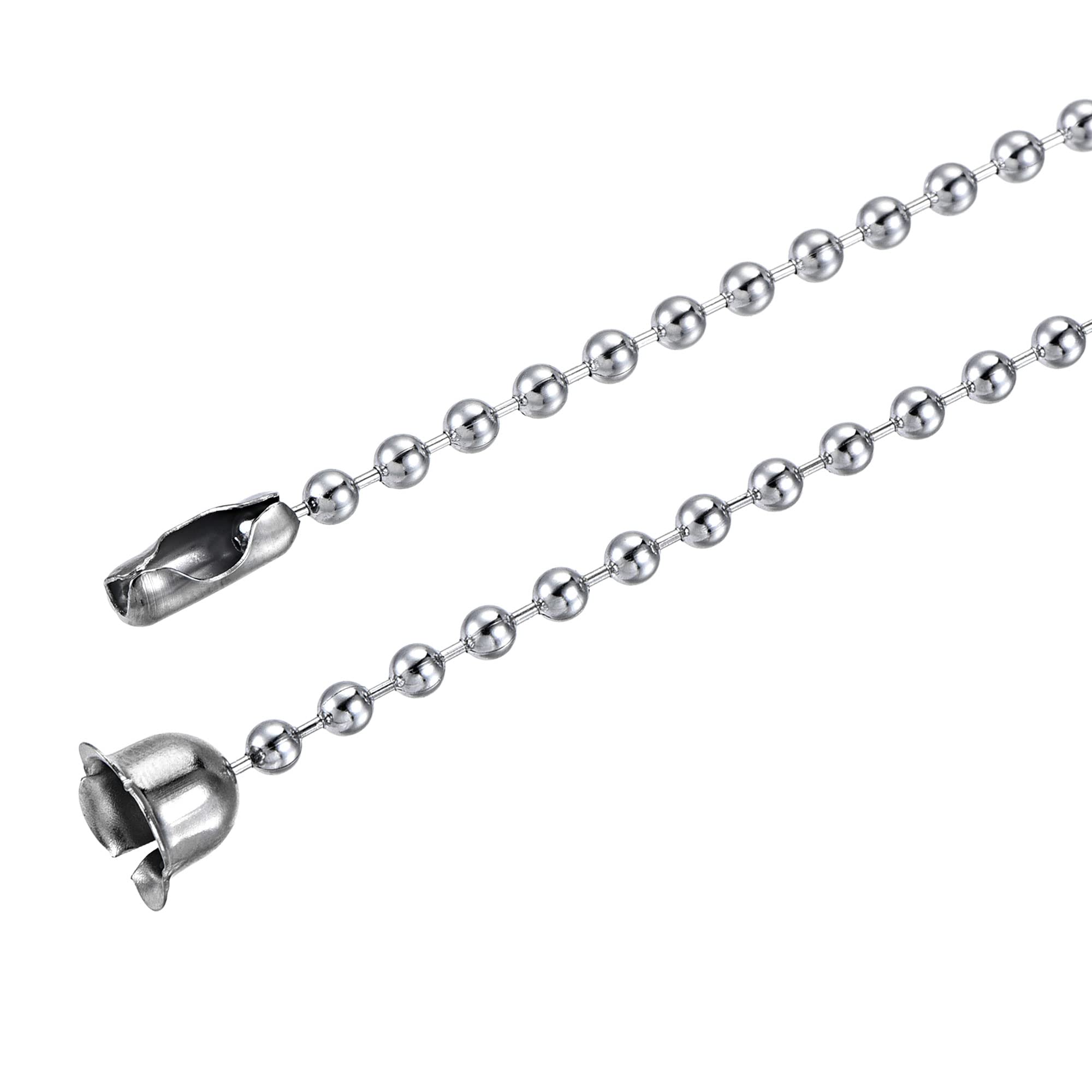 MECCANIXITY Pull Chain Extension, 12 Inch 24 Inch 36 Inch Long Beaded Link with Connectors and Pendant for Chandelier Light Craft Making, Silver 1 Set