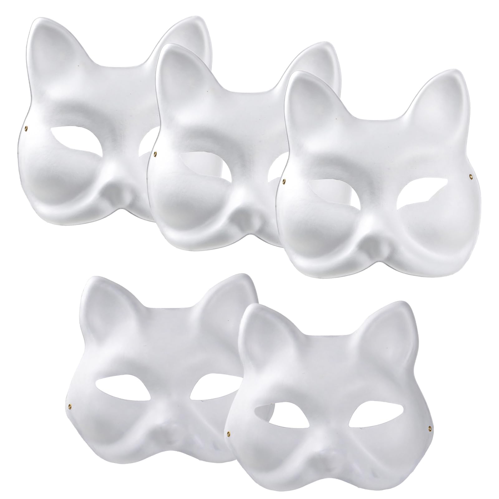 NA 5 Pack DIY Blank Fox Cat Masks, Fox Cat White Paper Mask, Pure White Graffiti Masks, Hand Painted Personality Masks, Suitable for Cosplay Halloween Masks, M