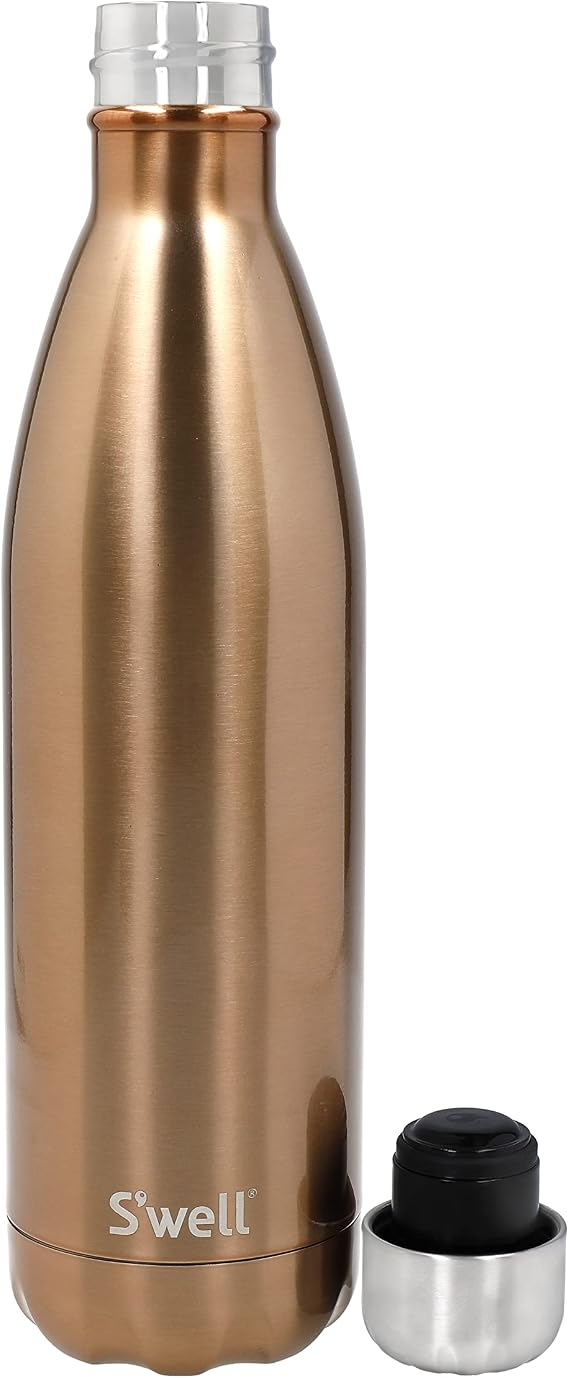 S'well Stainless Steel Reusable Water Bottle, 750ml, Pyrite, Triple-Insulated and Leak-Proof Drinking Bottle for Hot and Cold Beverages up to 48h Cold/24h Hot, Gold