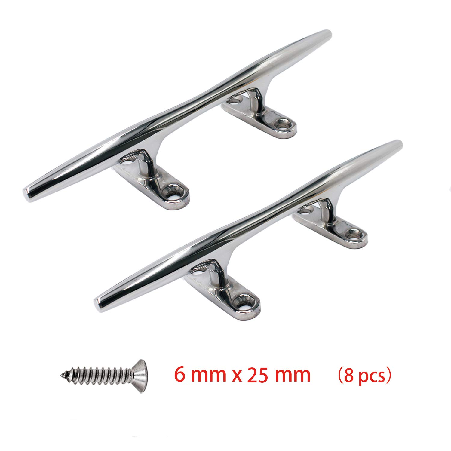 YANYUCB Open Base Boat Dock Cleats,316 Stainless Steel Marine Boat Cleat Include Installation Accessories Screws For Boat Dock Decor Yacht 4 5 6 8 10 12 15 Inch
