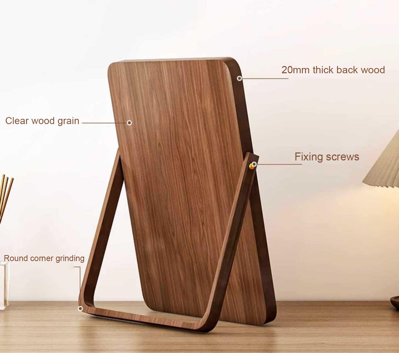 Miroirs de Maquillage de Bureau en Bois – Miroirs muraux rectangulaires pour Salon, Chambre à Coucher, Cadeaux d'anniversaire,B,22 * 31 * 2cm