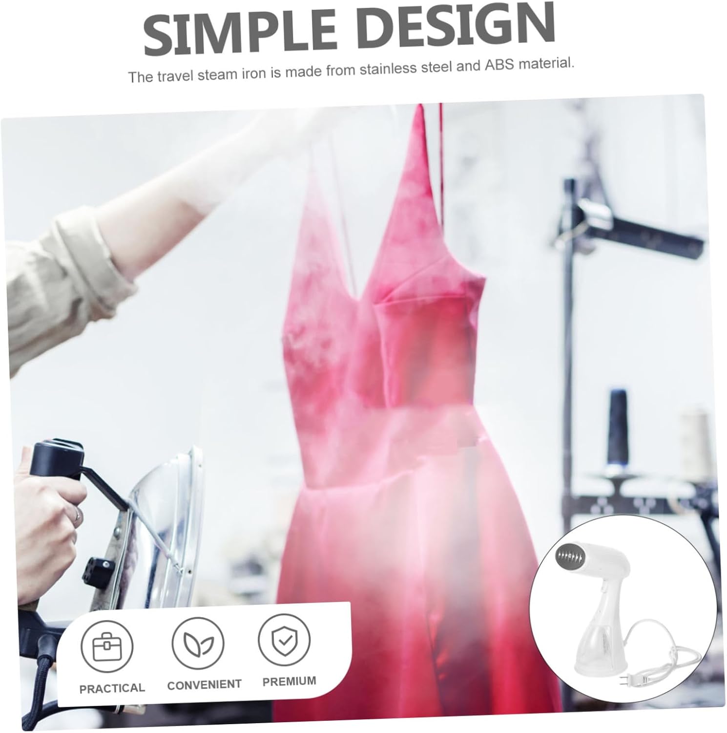 Portable Handheld Clothes Steamer Compact Travel Iron with Detachable Water Tank Continuous Steam for Quick Wrinkle Removal Safe for All Fabrics for Home and Travel