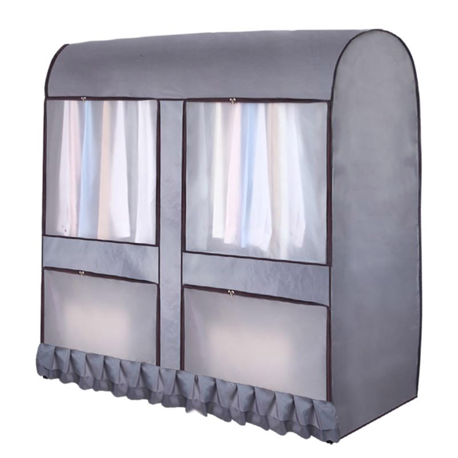 Fundas para Ropa Rejilla para Secar El Piso con Ventanas Múltiples Funda ProtectFunda Protectora Tela Oxford Cremallera A Prueba De Polvo Bolsas para Ropa para Traje, 110 x 150 x 50 cm, Gris