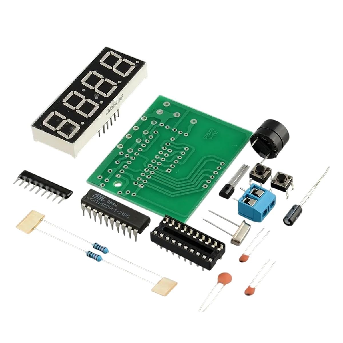 DIY AT89C2051 Digital LED Display 4 Bits Electronic Clock Module 0.56 Inch Red Two Alarrm Hourly Chime Electronic Production Kit