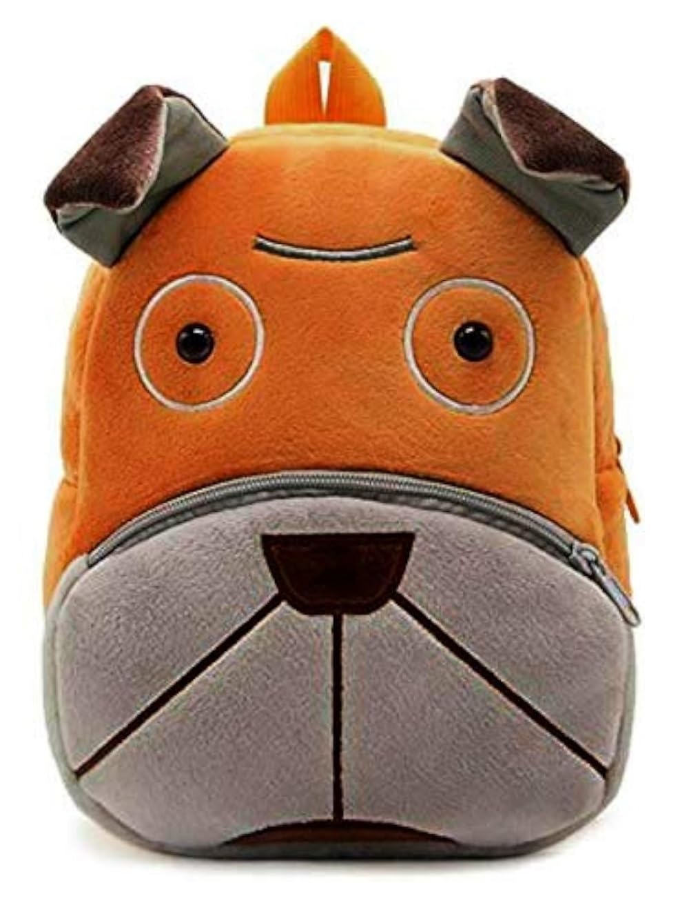 kids plush dog backpack, brown and orange, school bag for boys and girls
