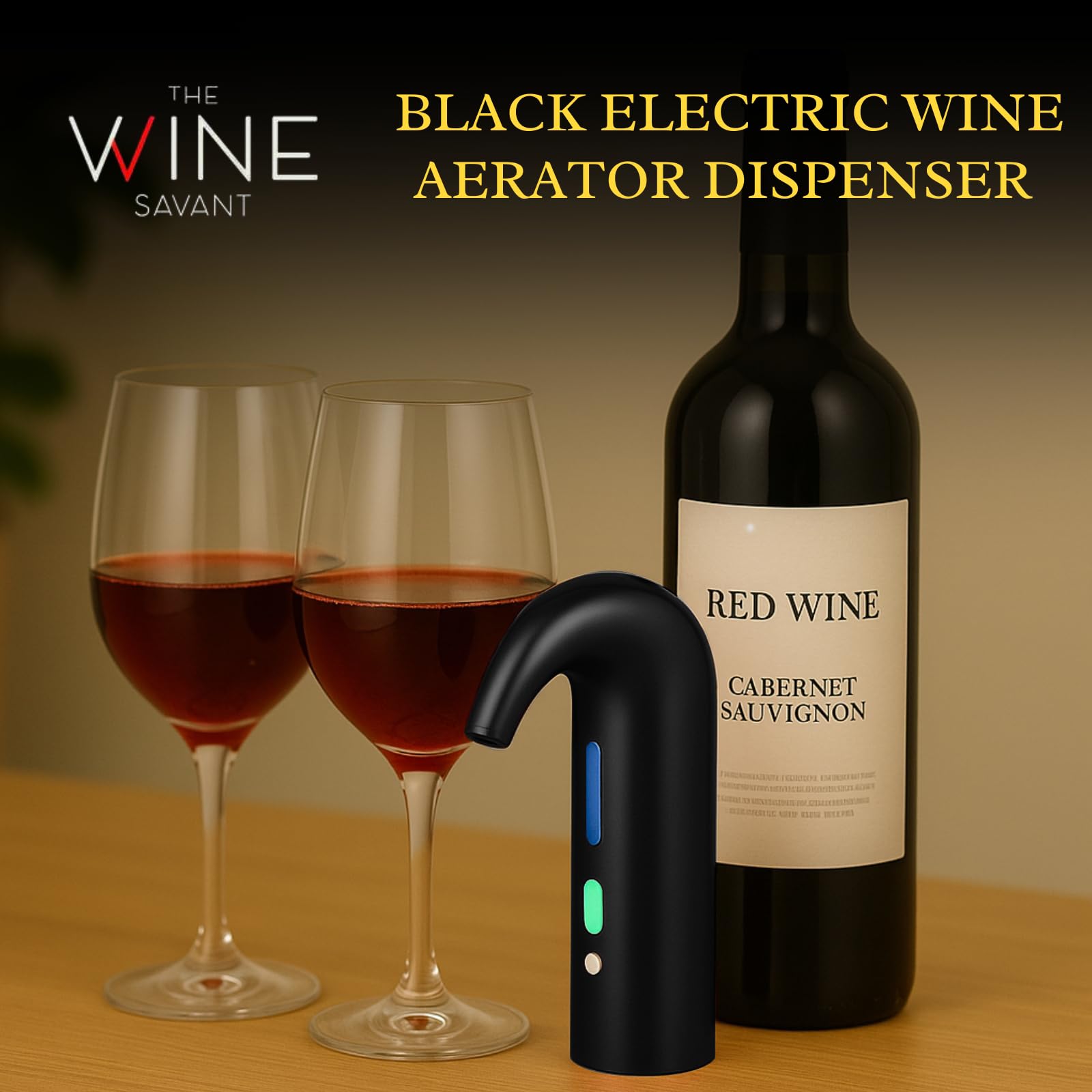 Aérateur de vin électrique – Accessoire de vin portable de qualité supérieure pour vins rouges et blancs, aération tactile pour vin et spiritueux – Débutant et amateur – Bec verseur – Cadeaux de vin