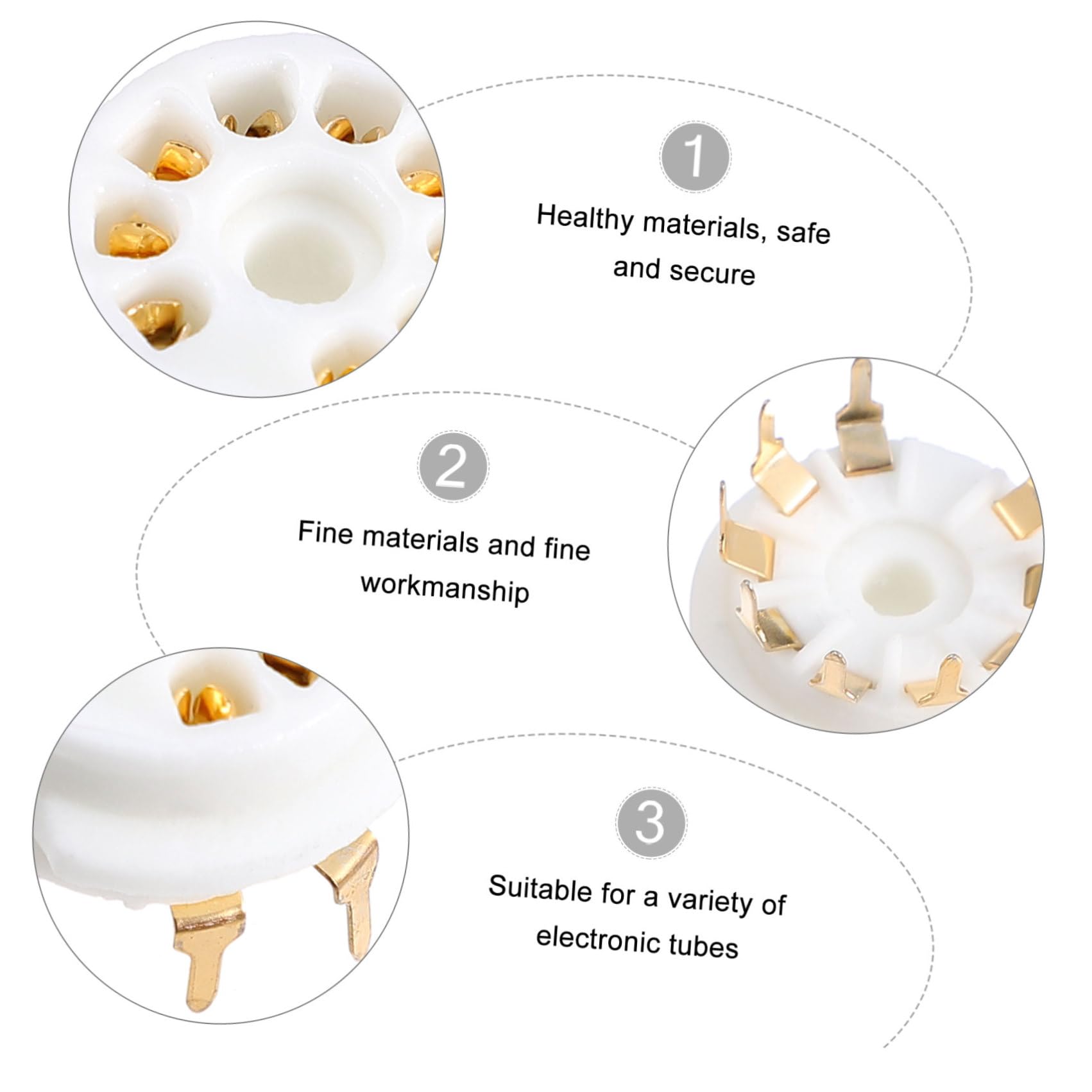 Alipis Base Tubo a 9 Pin in Ceramica Placcata, Presa per Staffa, Set da 4 Pezzi per Valvole Audio Compatibili 6n1 6n2 6n3 12ax7, Accessori Audio per Montaggio Pcb