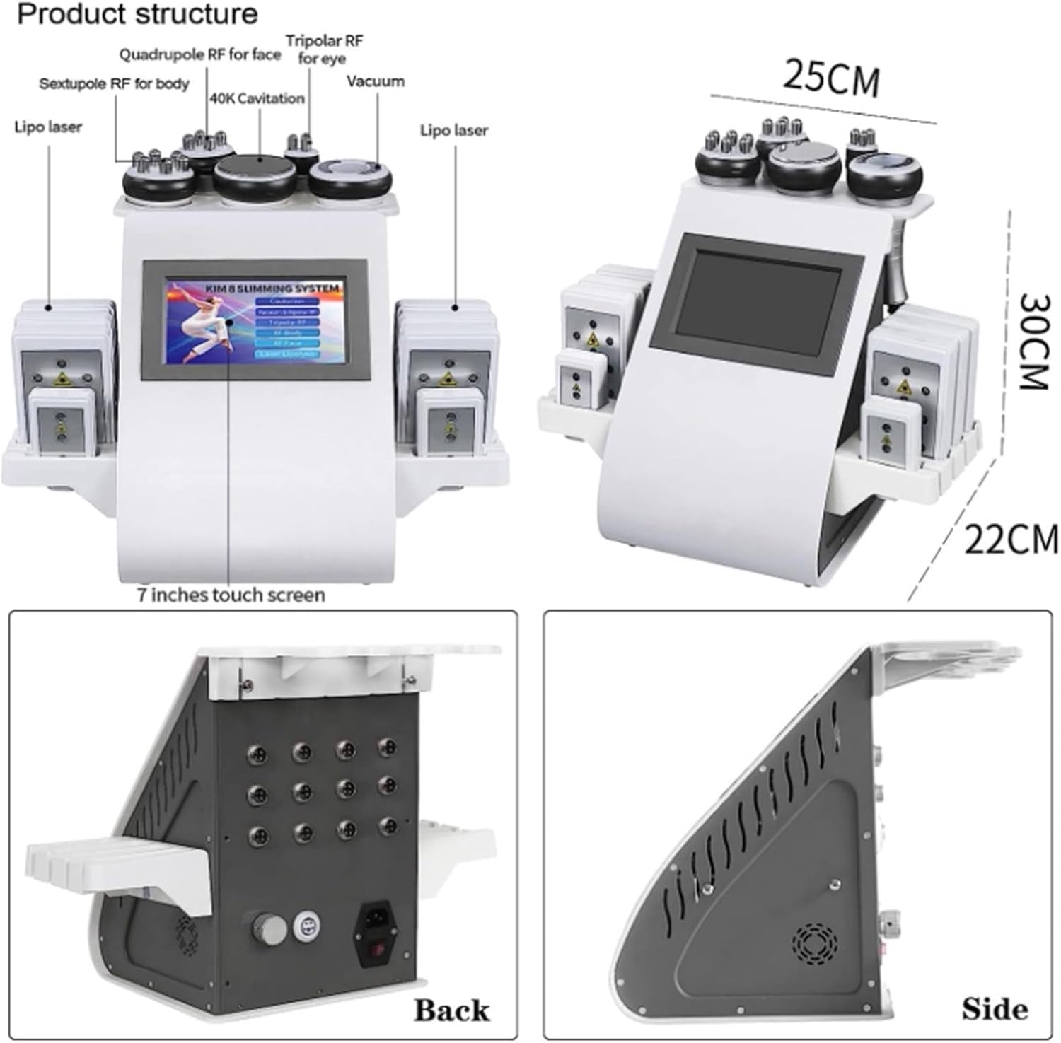 40Khz Radiofrecuencia Cavitación Producto De Belleza, 6 En 1 Anticelulítico Celulitis Masajeador Facial Levantamiento De Cuerpo Conformado Adelgazamiento Máquina para Quemar Grasa Instrument