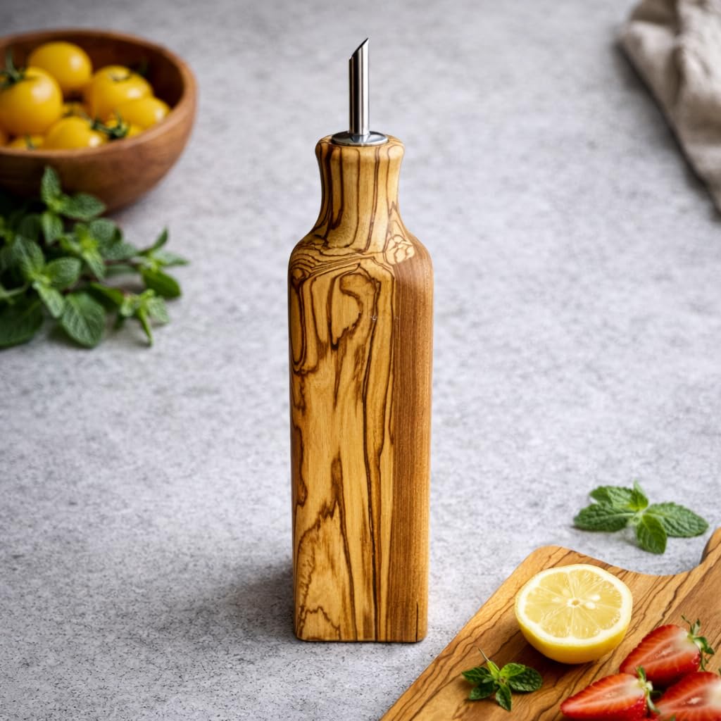 ege'deneve.com Ölflasche aus Olivenholz, Ölflasche, Ölkännchen, Ölkanne Ausgießer 250 ml