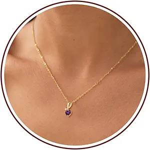 Mom Birthday Gifts, Mother Day Necklaces Gifts for Mom Birthstone Necklace for Women Non Tarnish Gold Necklace with Birthstone 21st 30th 40th Birthday Gifts for Her Sister Daughter Adjustable Christmas Jewelry