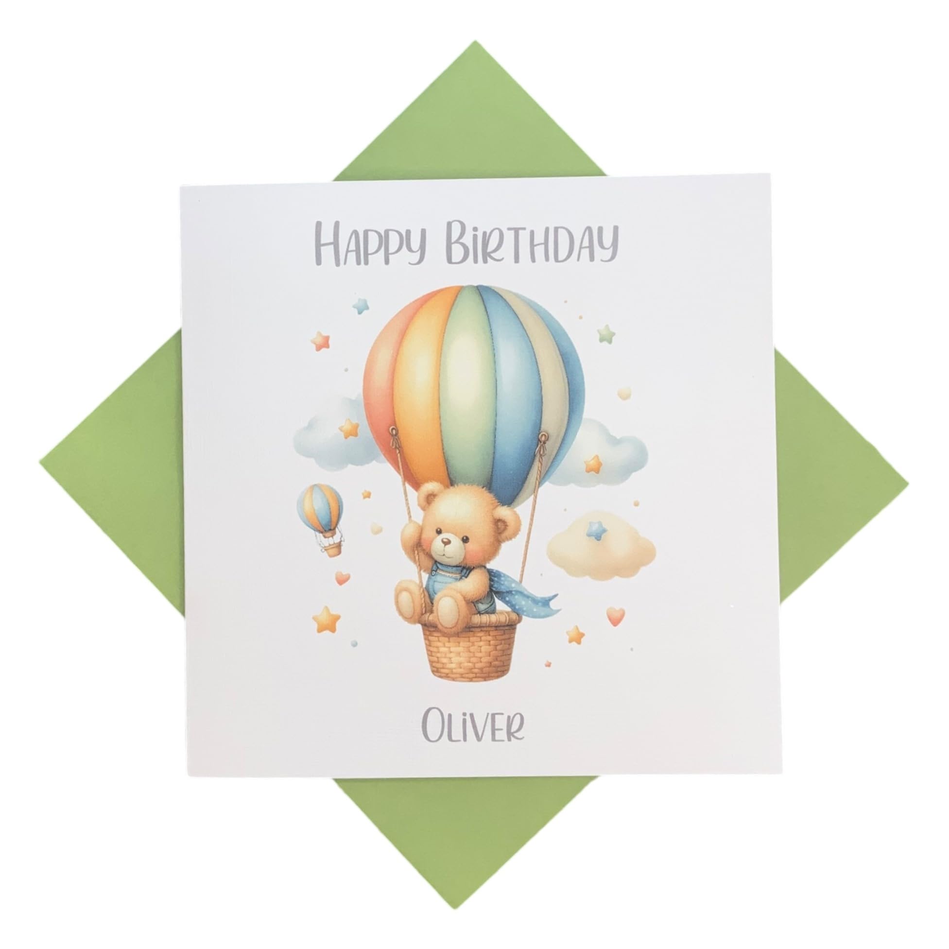 Personalised Boy Childrens Birthday Card - Greeting Card, Gift for Son Brother Nephew Grandson Cousin Friend Children Kids - Various Designs To Choose (Hot Air Balloon)
