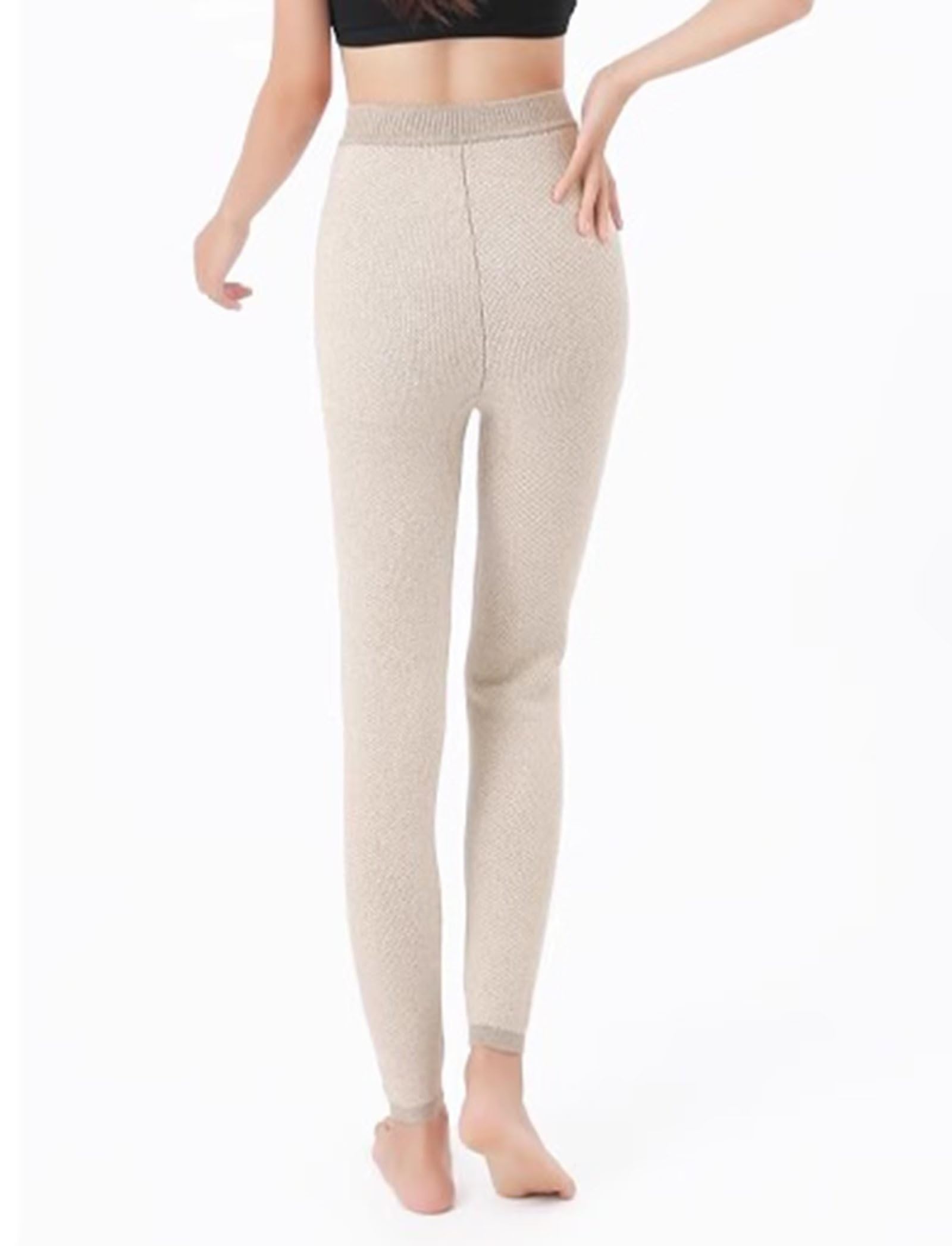 HNVAVQ Pantaloni Biancheria Intima Caldi Pantaloni Termici Invernali Leggings per Donna,Leggings a Vita Alta,Pantaloni Termico in Cashmere 100%