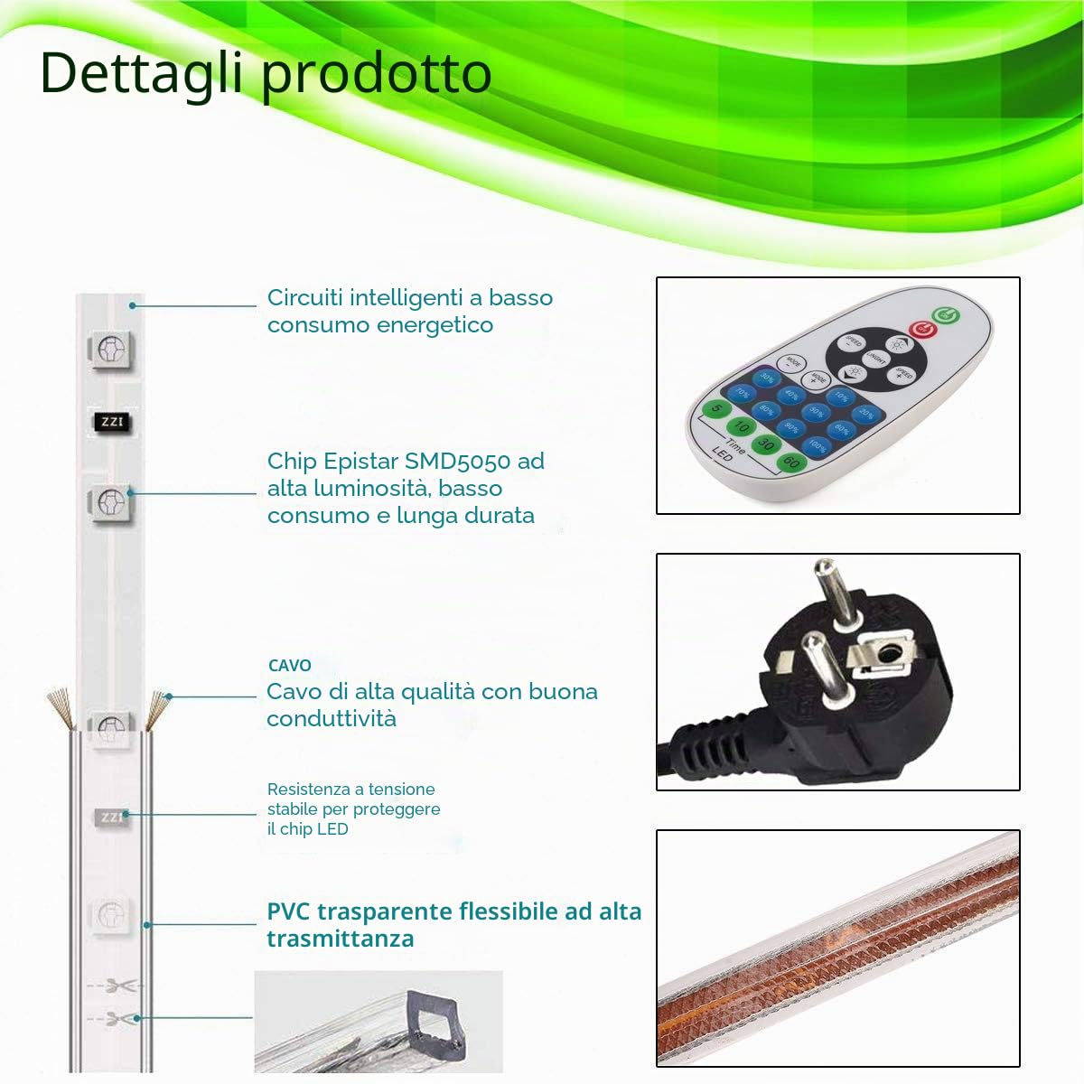 GreenSun, striscia LED 30 m, luce bianca calda, striscia luminosa a LED, impermeabile, IP65, per Natale, feste, casa, giardino