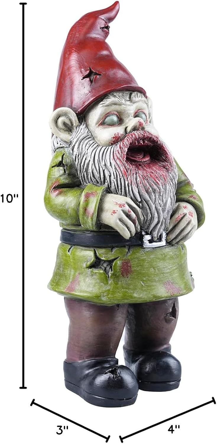 Zombie The Walking Dead Gnome Garden Statue Sculpture Scary Halloween Decoration - Resin, 10 Inches - Image 7