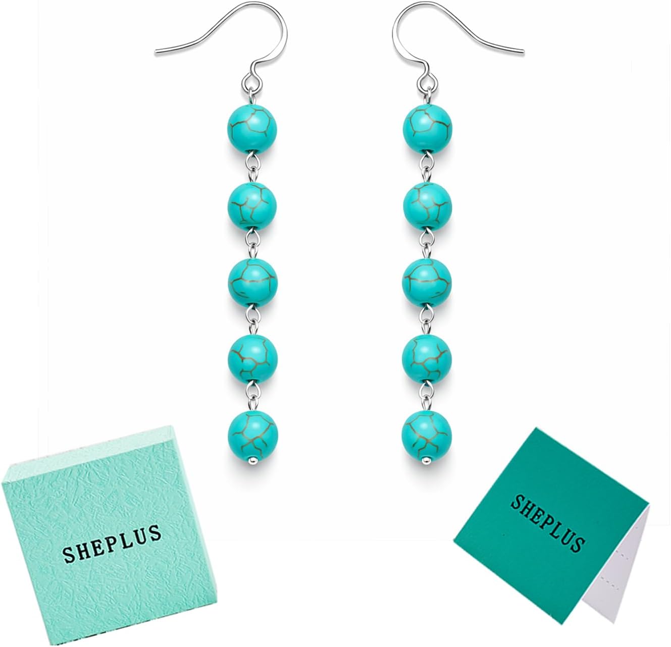 Sister Gifts - 925 Sterling Silver Genuine Turquoise Dangle Earrings Handmade Charm Real Western Drop Earring