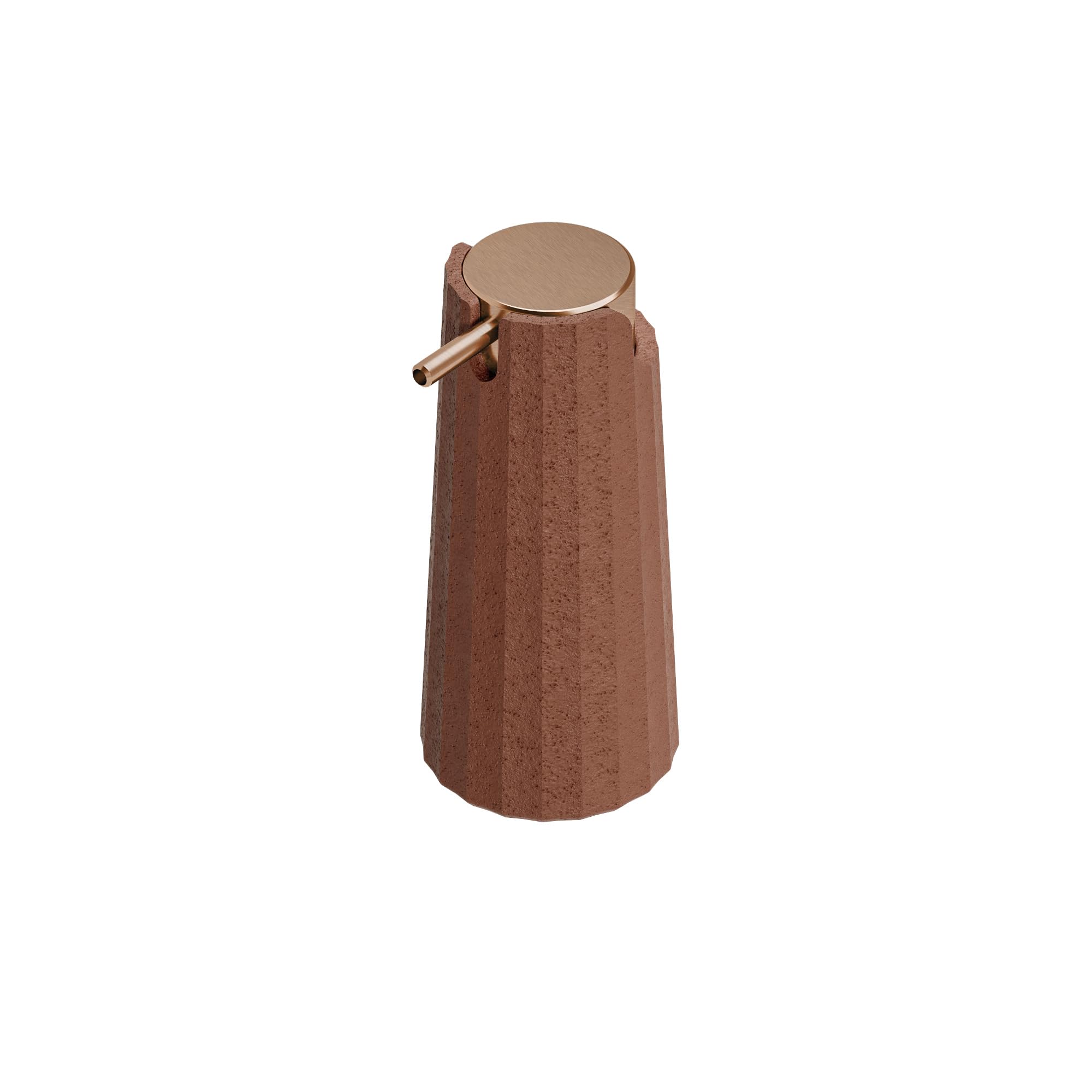 COSMIC Avenir Dispenser di Sapone per Bagno di Design Moderno e Poligonale. Dosatore da Piano per Bagno e Cucina in Plastica Riciclata. Accessorio Ricaricabile da 200 Ml in Colore Terracotta