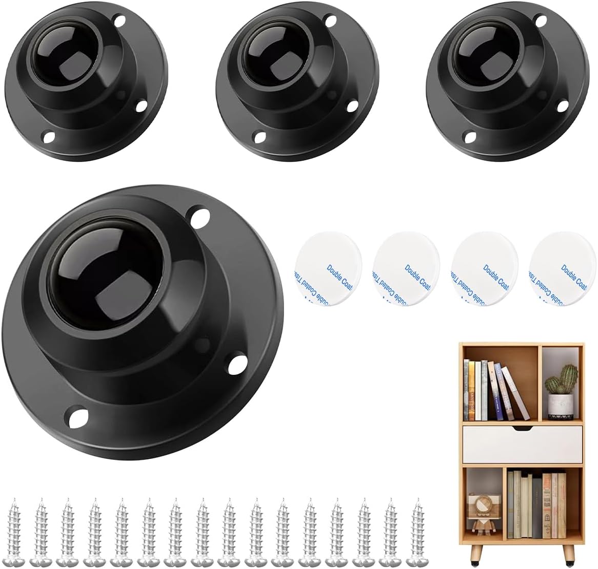 4pcs Caster Wheel 360° Swivel Wheels Self Adhesive Caster Wheel for Small Appliance, DIY Modification Heavy Duty Caster Wheels 200Kg Loading Capacity