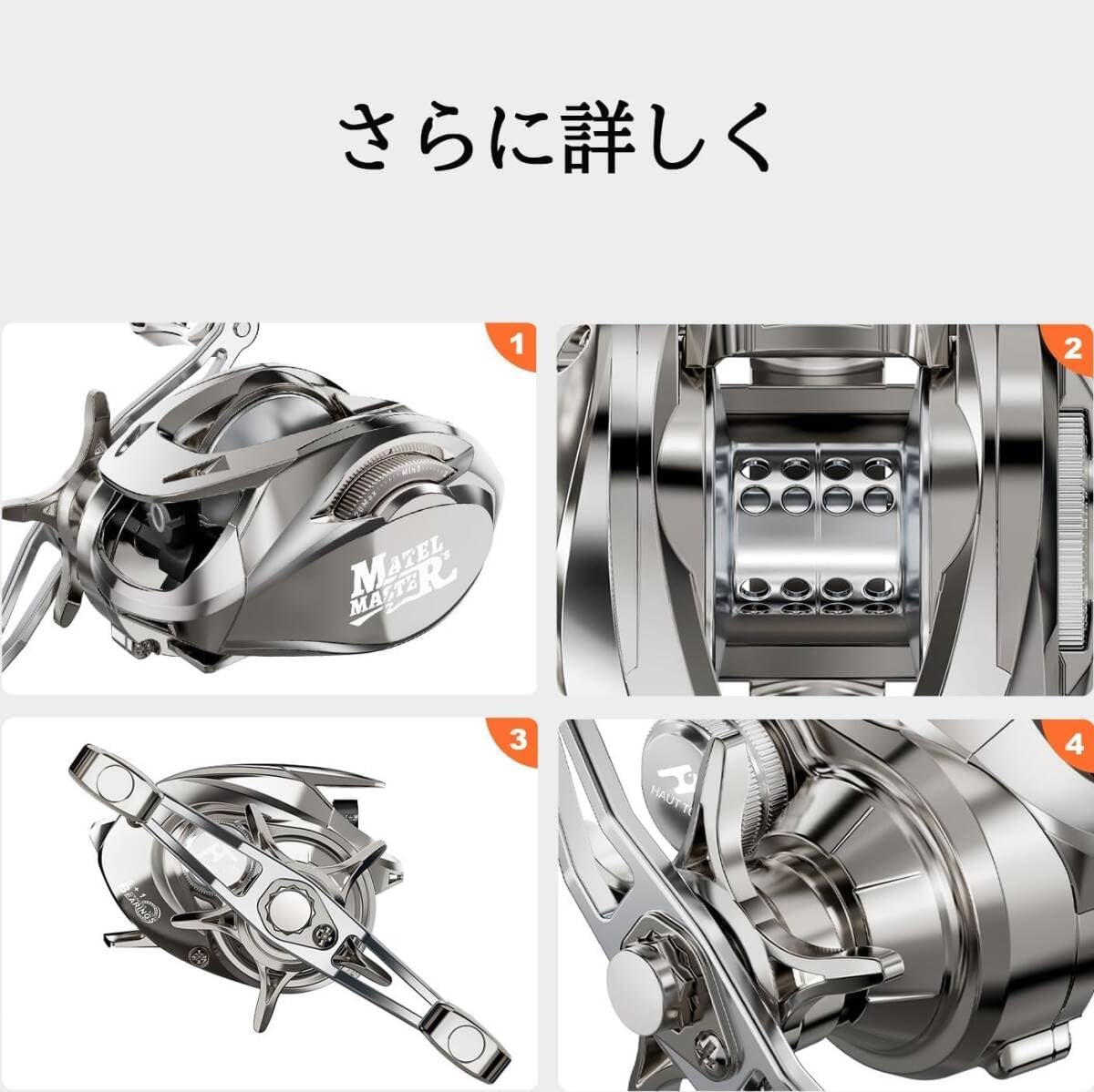 シルバー 右ハンドル ベイトリール 両用 左/右ハンドル ギア比6.3:1