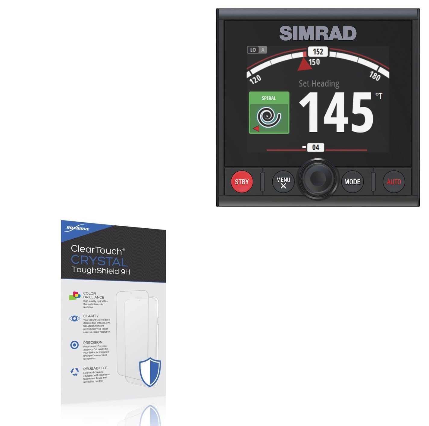 BoxWave Screen Protector Compatible with Simrad AP44 - ClearTouch Crystal ToughShield 9H (2-Pack), Clear 9H Tough Flexible Film Screen Protector
