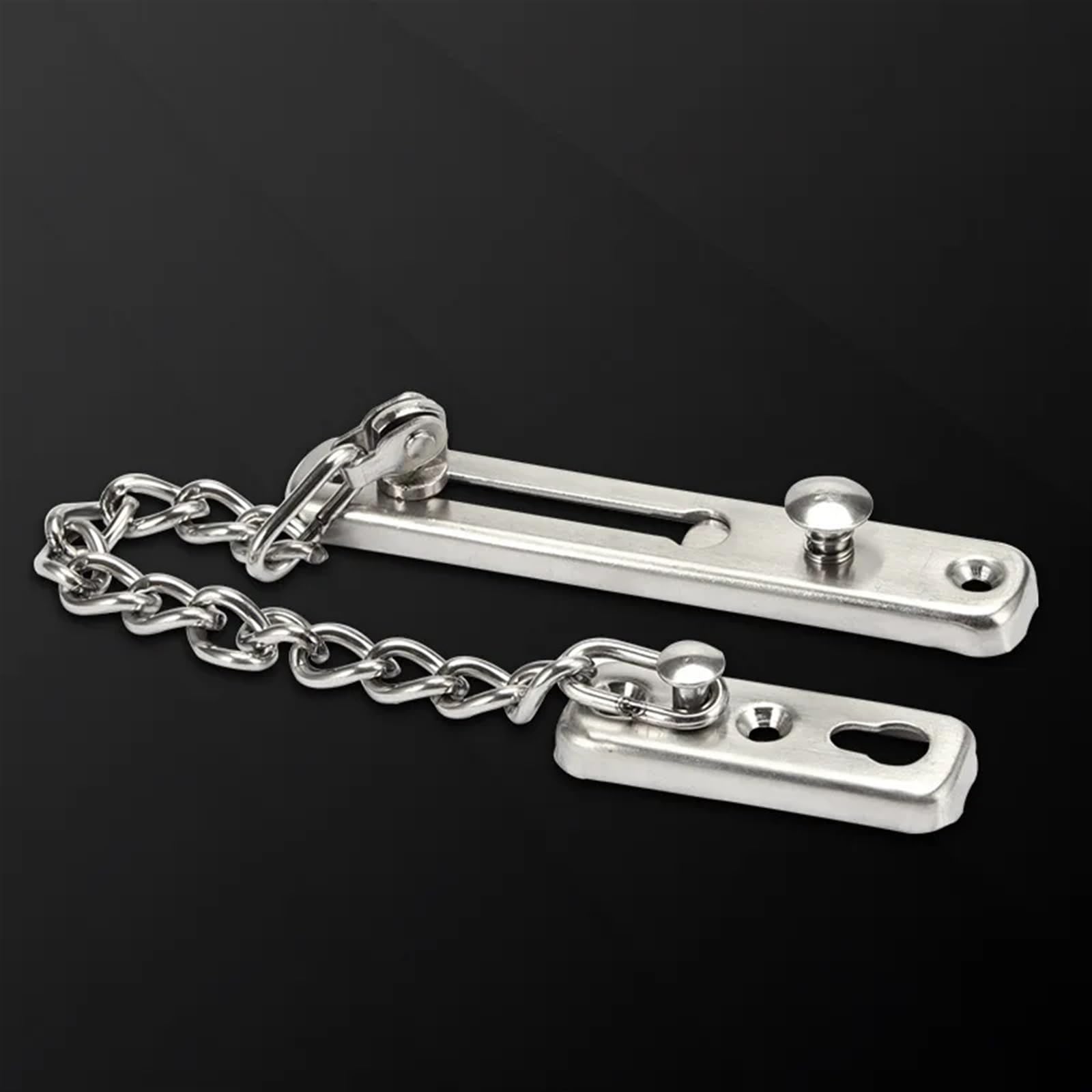 Tür Kettenschloss Türkettenschloss Edelstahl Sicherheitskettenschutz Feder Anti-Diebstahl-Presse Heavy Duty poliert Riegel Schraubenschutz Zubehör(Black)