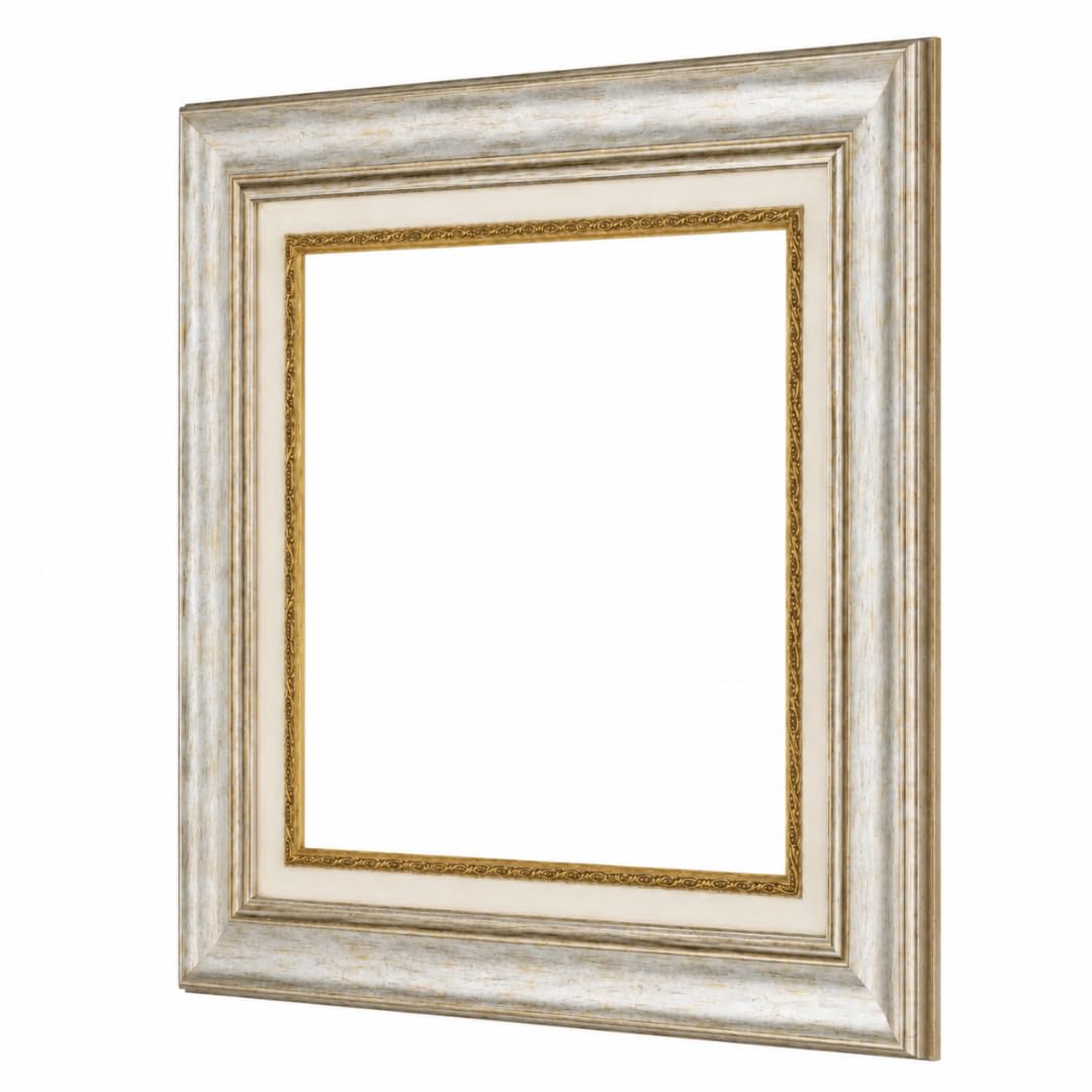Maestri Artigiani - Cornice Per Quadri Tele Champagne Argento Passepartout (25 x 30 cm + passepartout, ARGENTO)