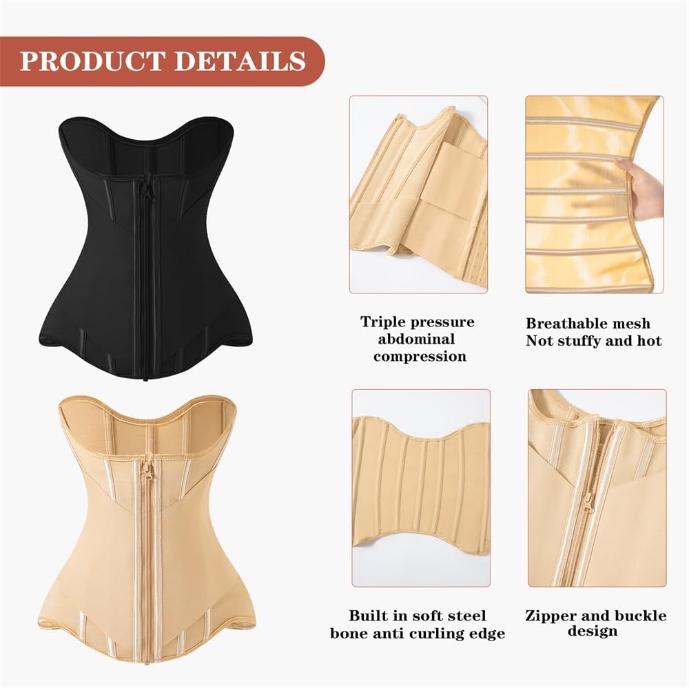 Waist Cincher for Women Shapewear Workout Girdle Tummy Control Shaper Slimming Waist Trainer Corset with Zipper - Image 5